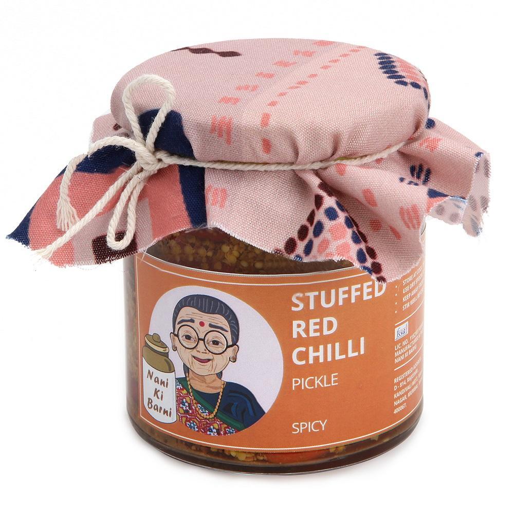 STUFFED RED CHILLI PICKLE (SPICY)