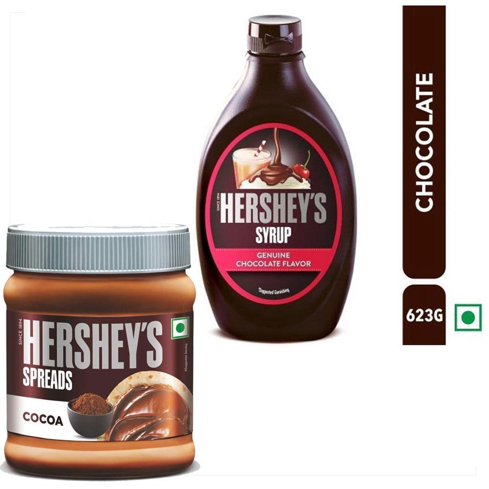 Hershey's Spreads Cocoa, 350g ,  Chocolate Syrup, 623g  ( Combo Pack of 2)