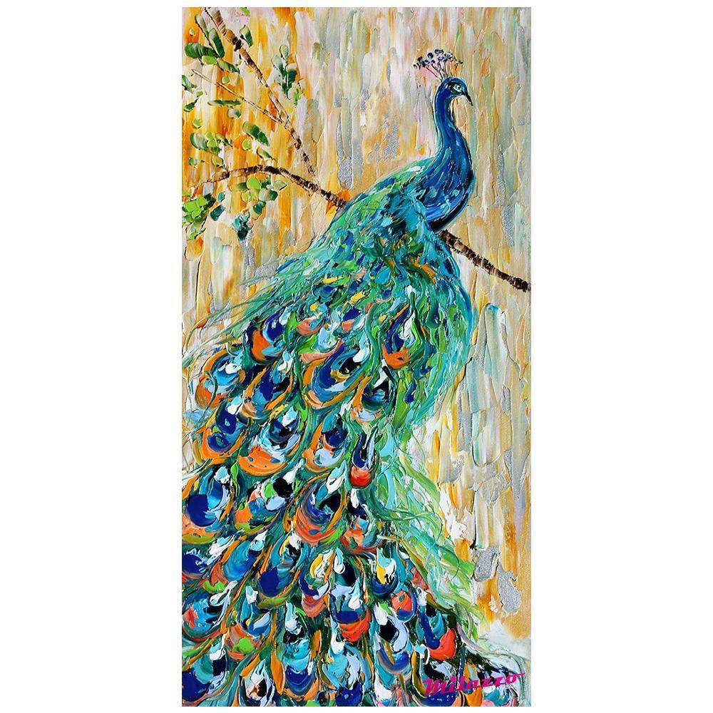 Peacock Canvas Painting for home and office decor, unframed, printed on 100% cotton canvas base