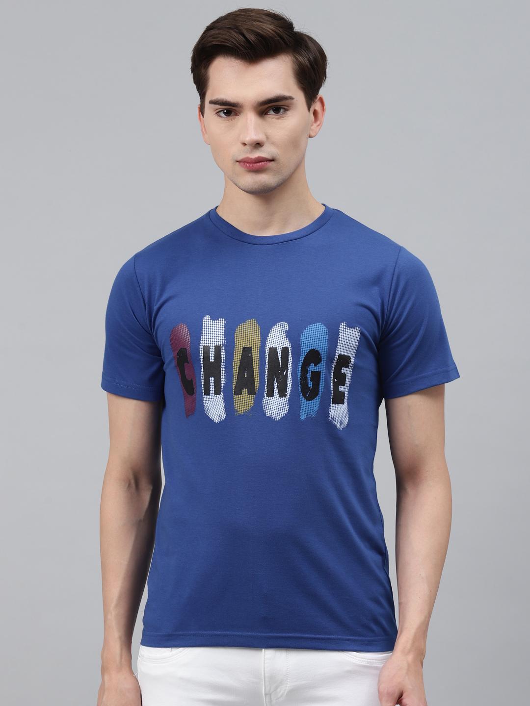 PICOT Men Blue & Black Printed T-shirt