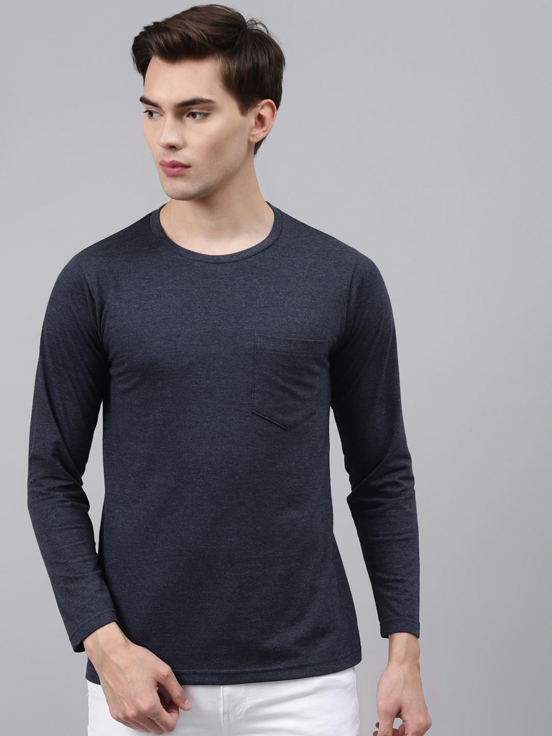 PICOT Men Blue Solid T-shirt