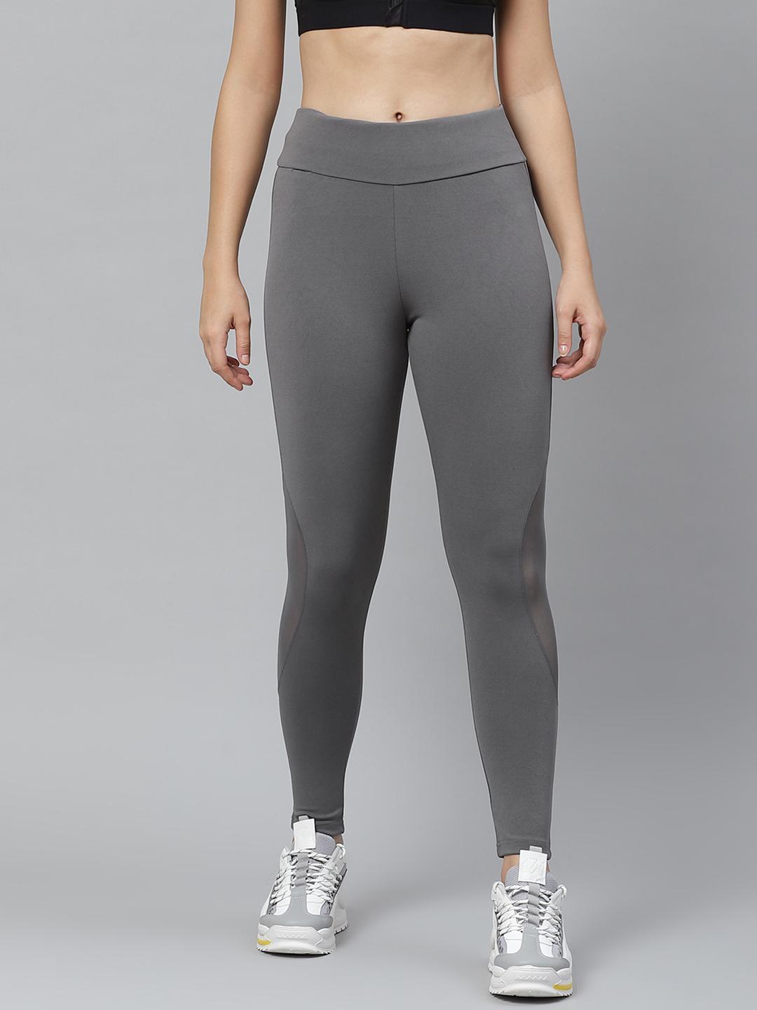 PICOT Women Grey Solid Tights with Mesh Detail