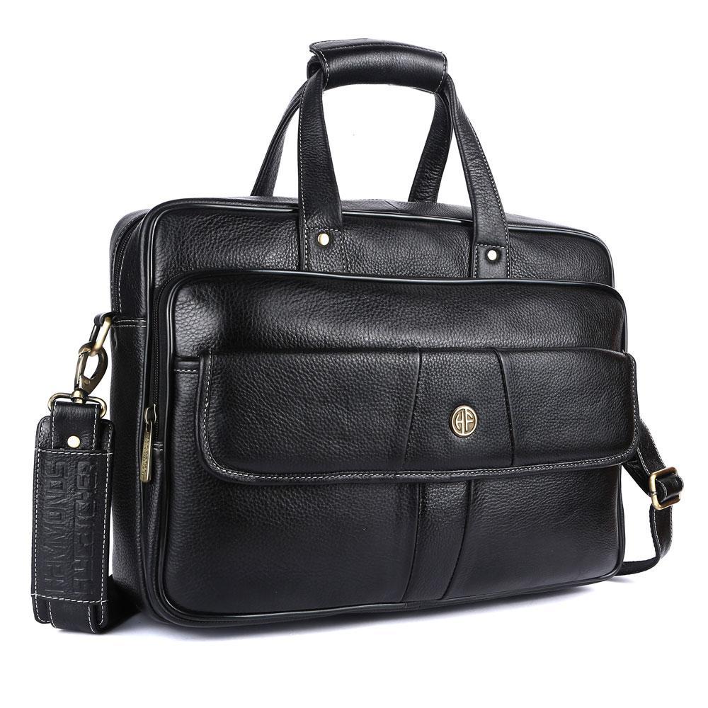 Hammonds Flycatcher Original Bombay Brown Leather 15.6 inch Laptop Messenger Bag with Trolley Straps