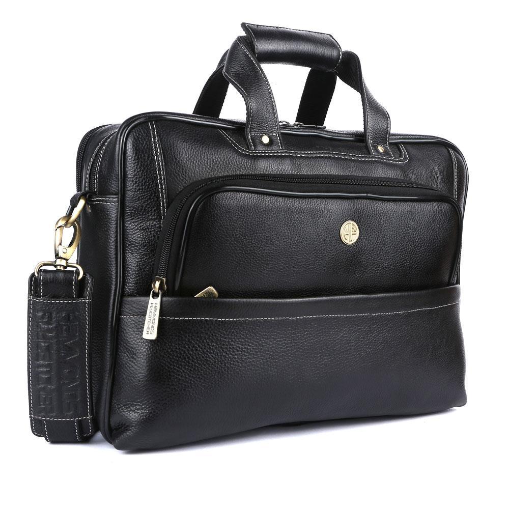 Hammonds Flycatcher Original Bombay Brown Leather 15.6 inch Laptop Messenger Bag with Trolley Straps