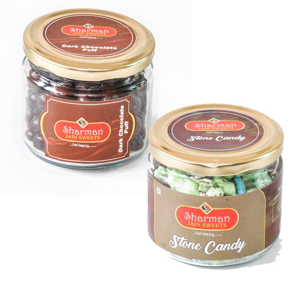 Sharman Jain Sweets Stone Candy & Dark Chocolate Puff - Combo Pack