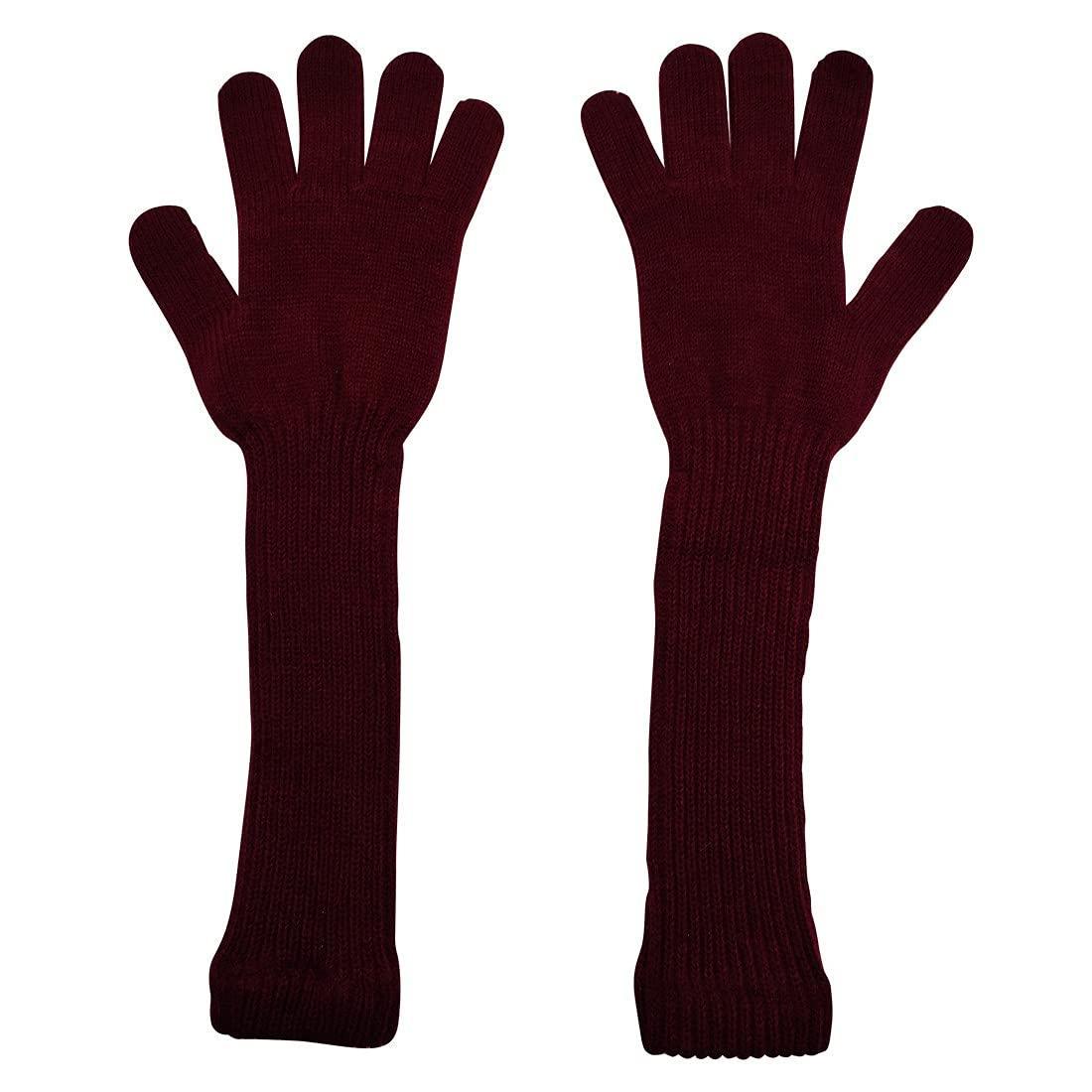 Graceway Women's 100% Acro Wool Long Arm length Gloves for Winter Season