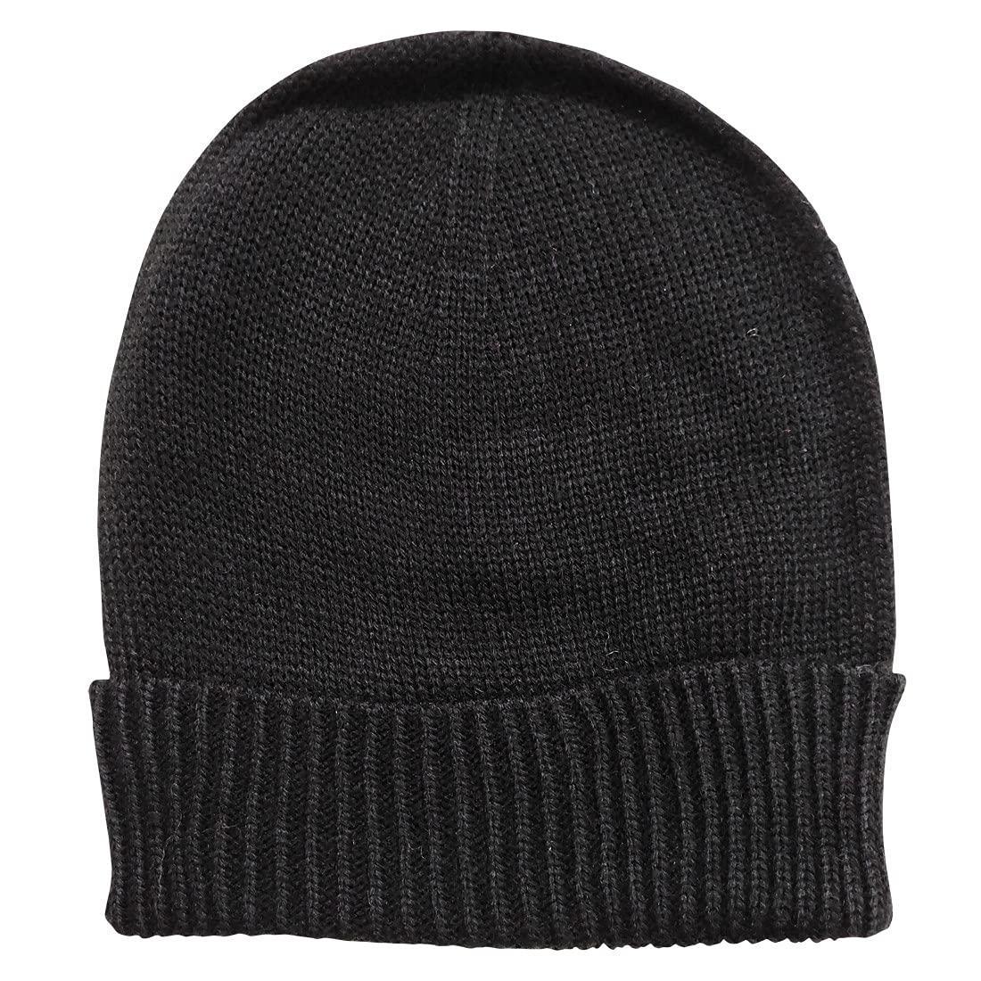 Graceway Men Women Unisex 100% Acro Wool Knit & Wear Seamless Plain Solid Cap, Extra Warm and Soft for winters