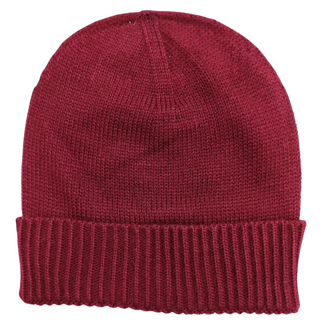 Graceway Men Women Unisex 100% Acro Wool Knit & Wear Seamless Plain Solid Cap, Extra Warm and Soft for winters