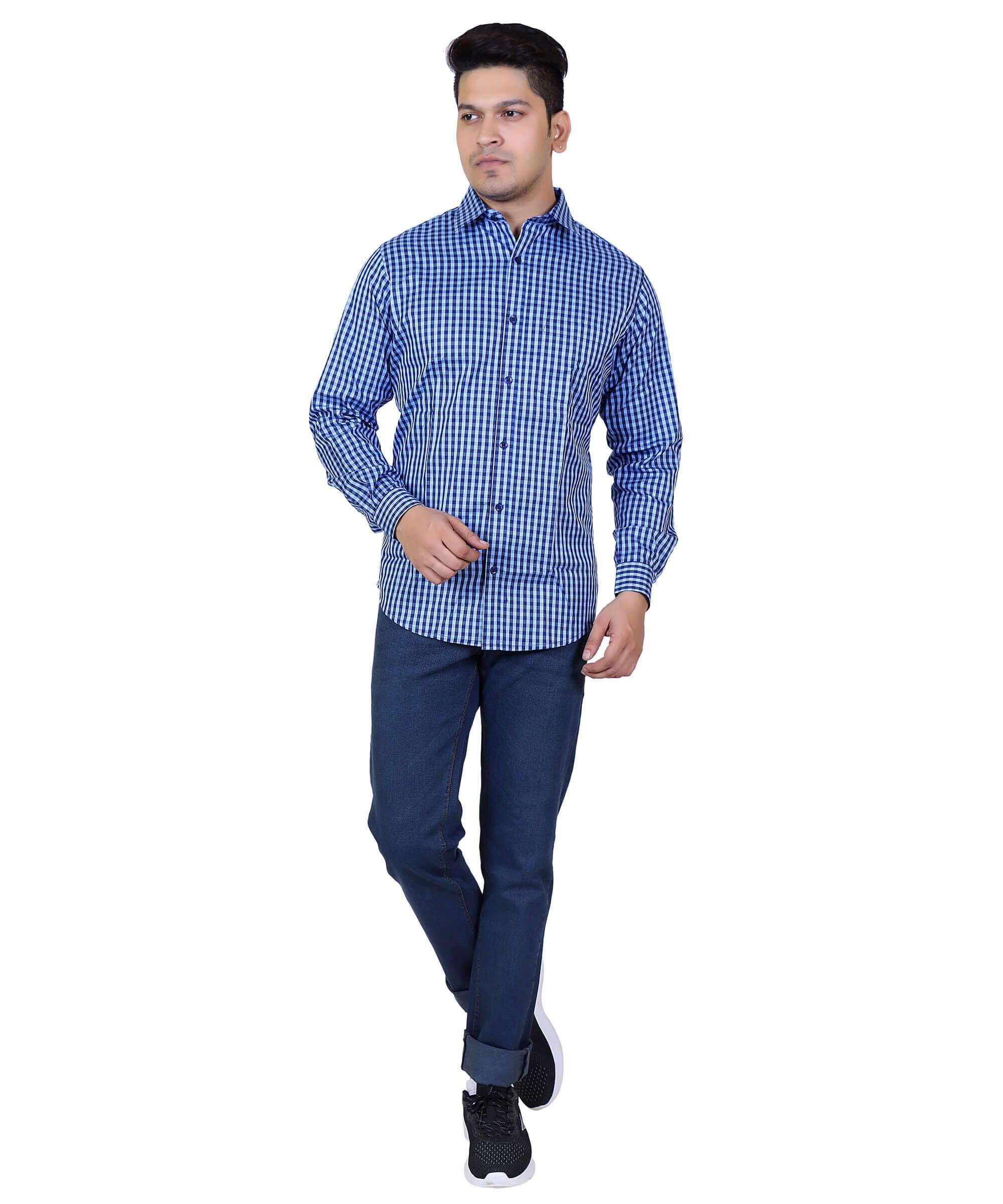 Men Shirt Full Sleeve – BLUE CHECK