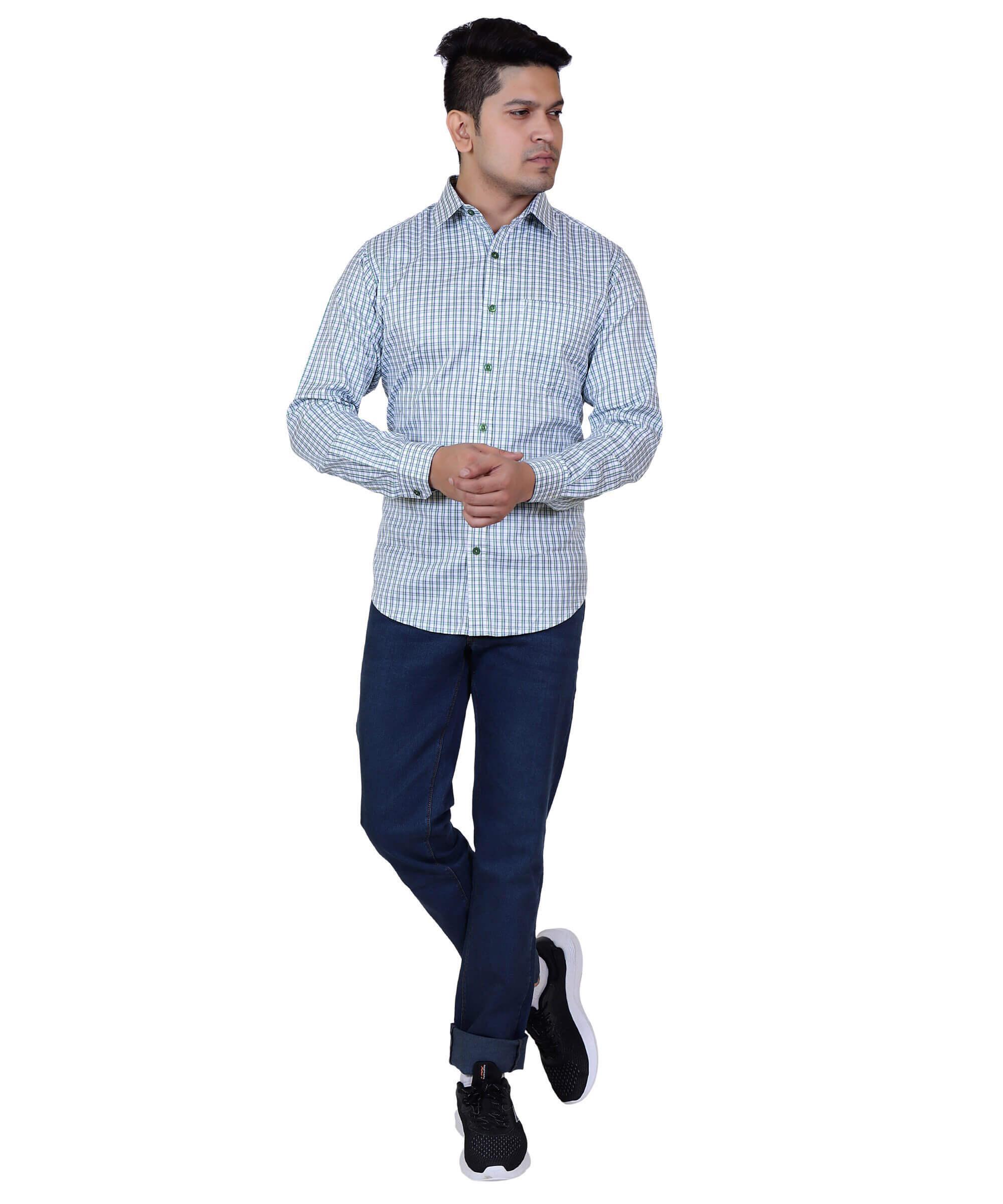 Men Shirt Full Sleeve – GREEN CHECK