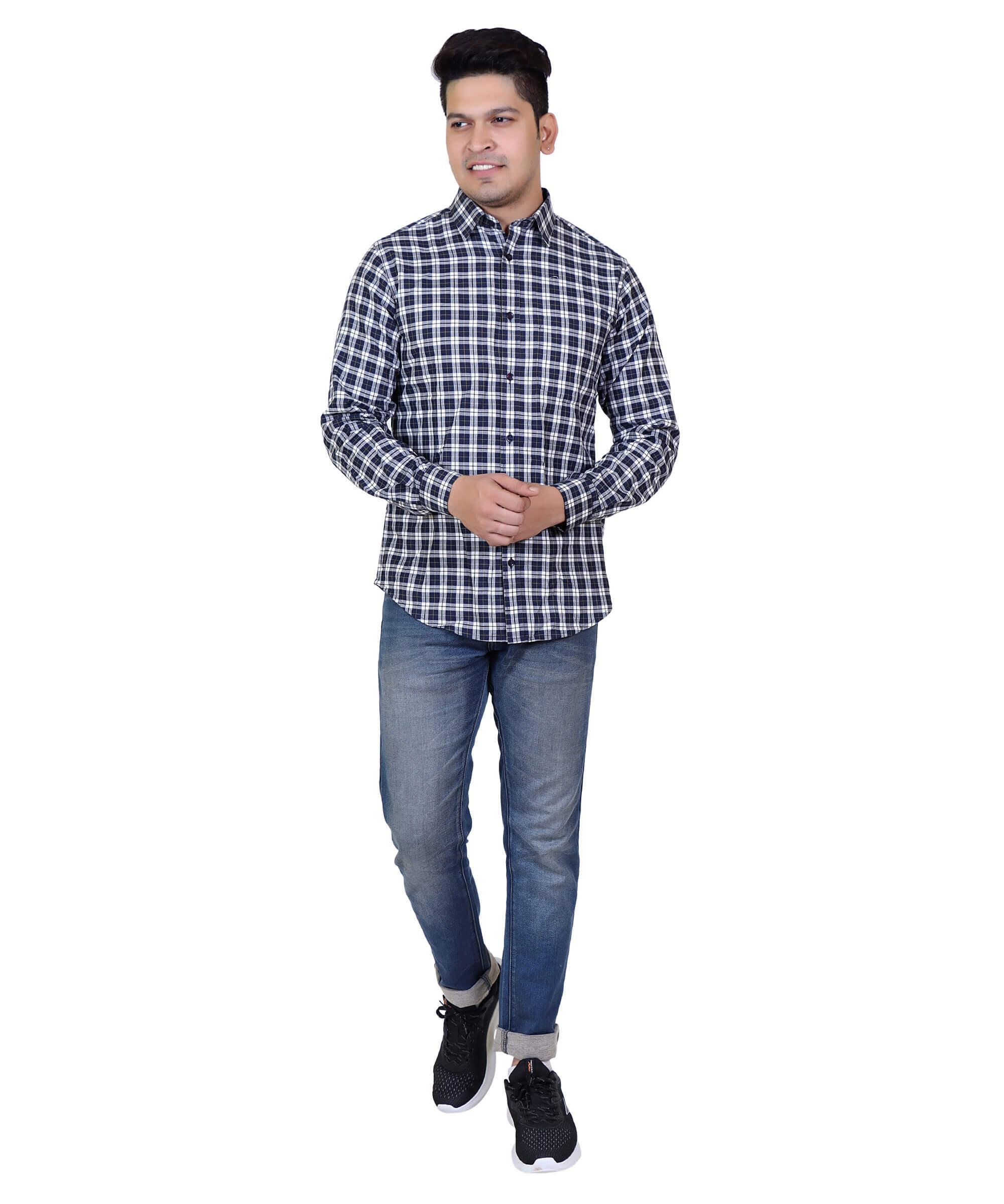 Men Shirt Full Sleeve – NAVY & PRINT