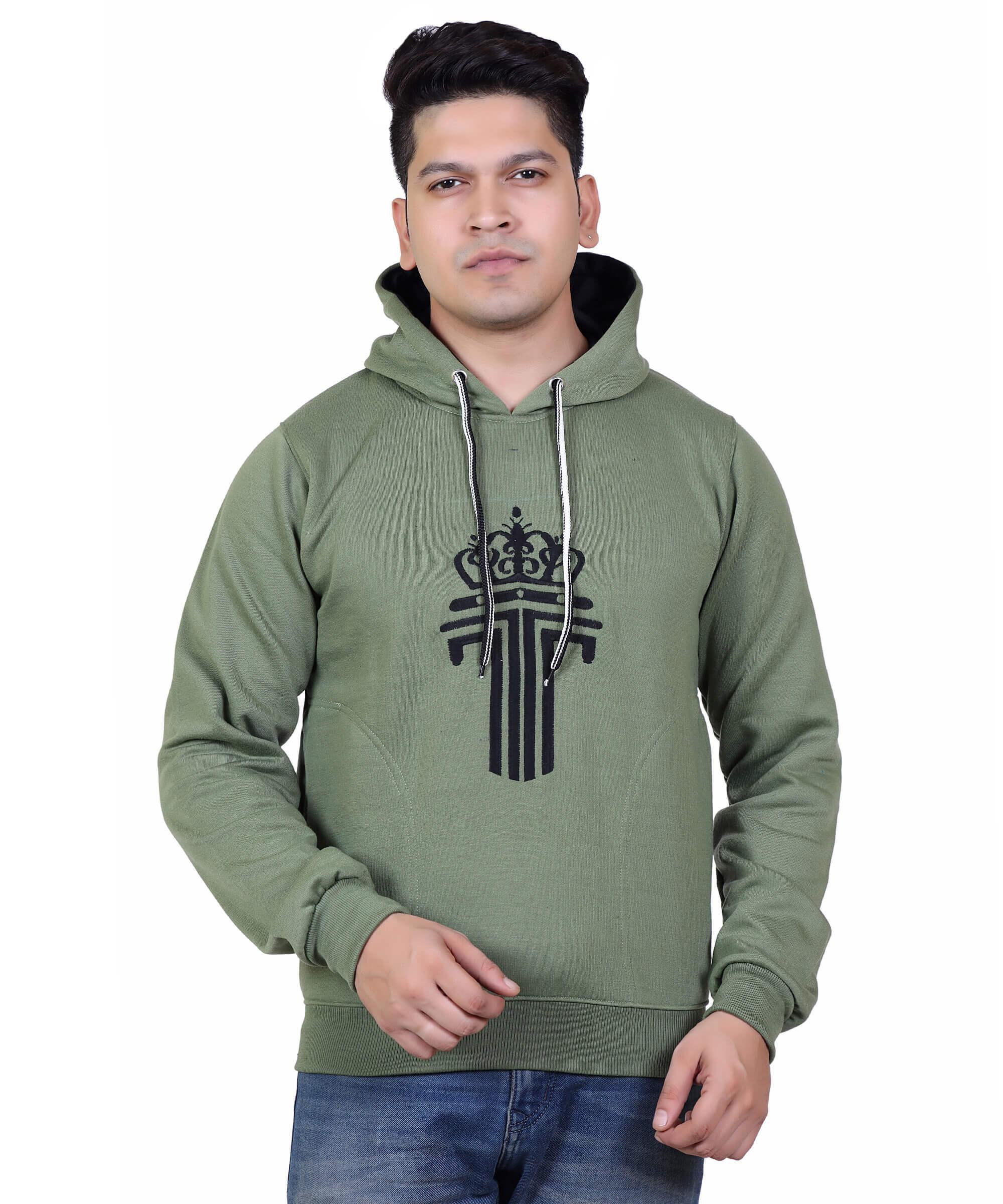 Full Sleeve Embroidered Solid Men Hoodies – M.Green