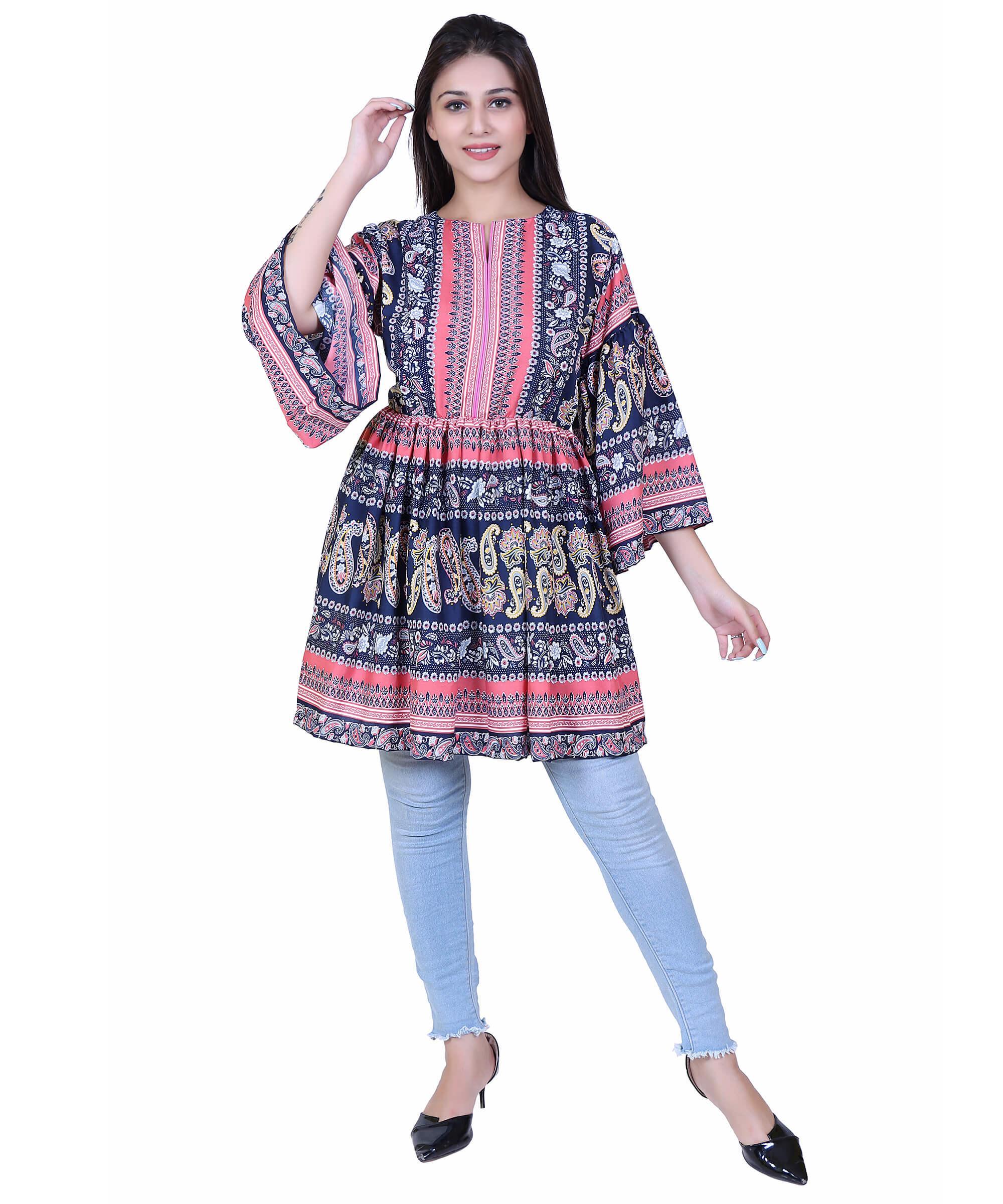 SECT-WT WOMEN TOP PRINT- BLUE