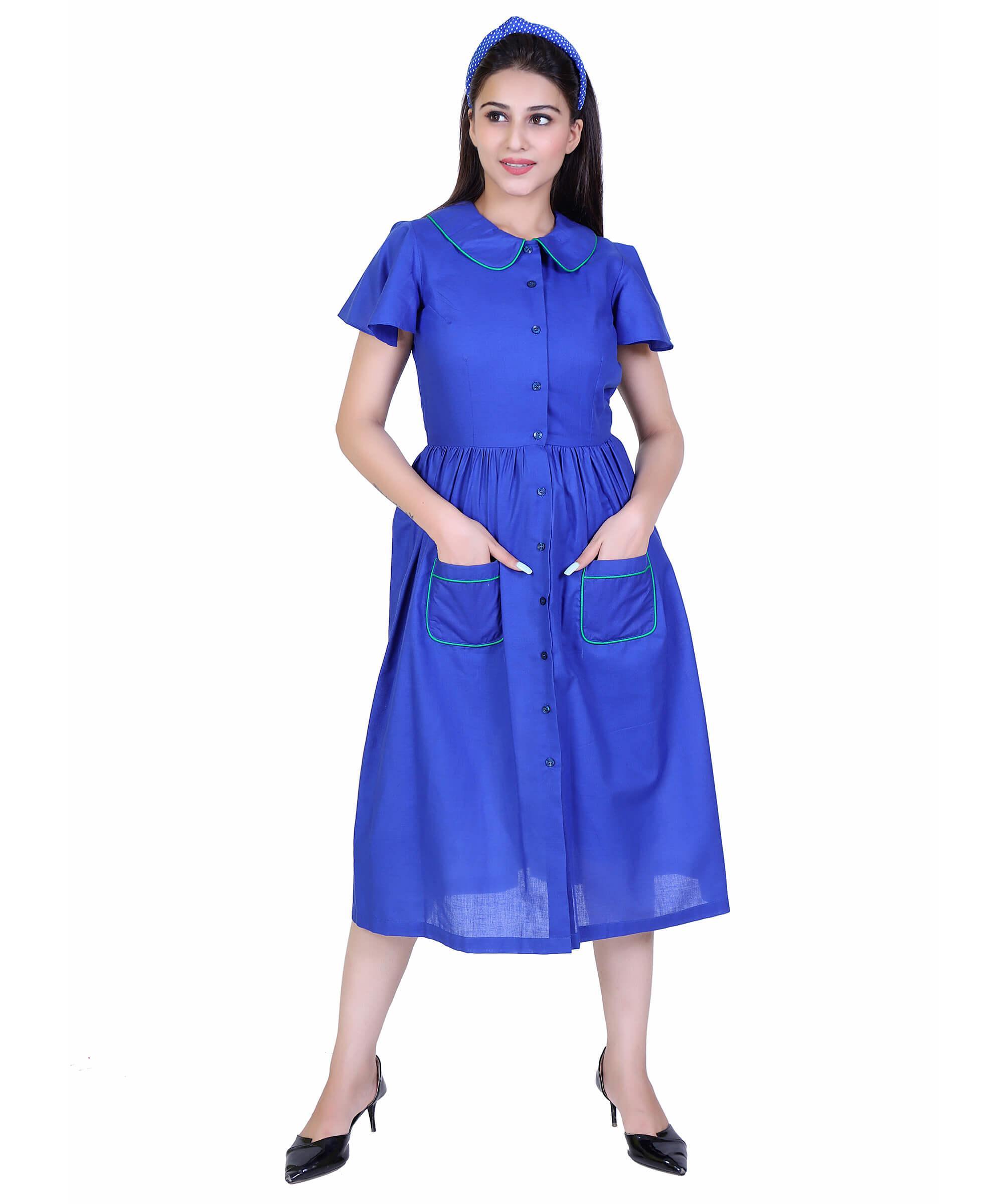 SECT-WWD WOMEN WESTERN DRESS PRINT – BLUE