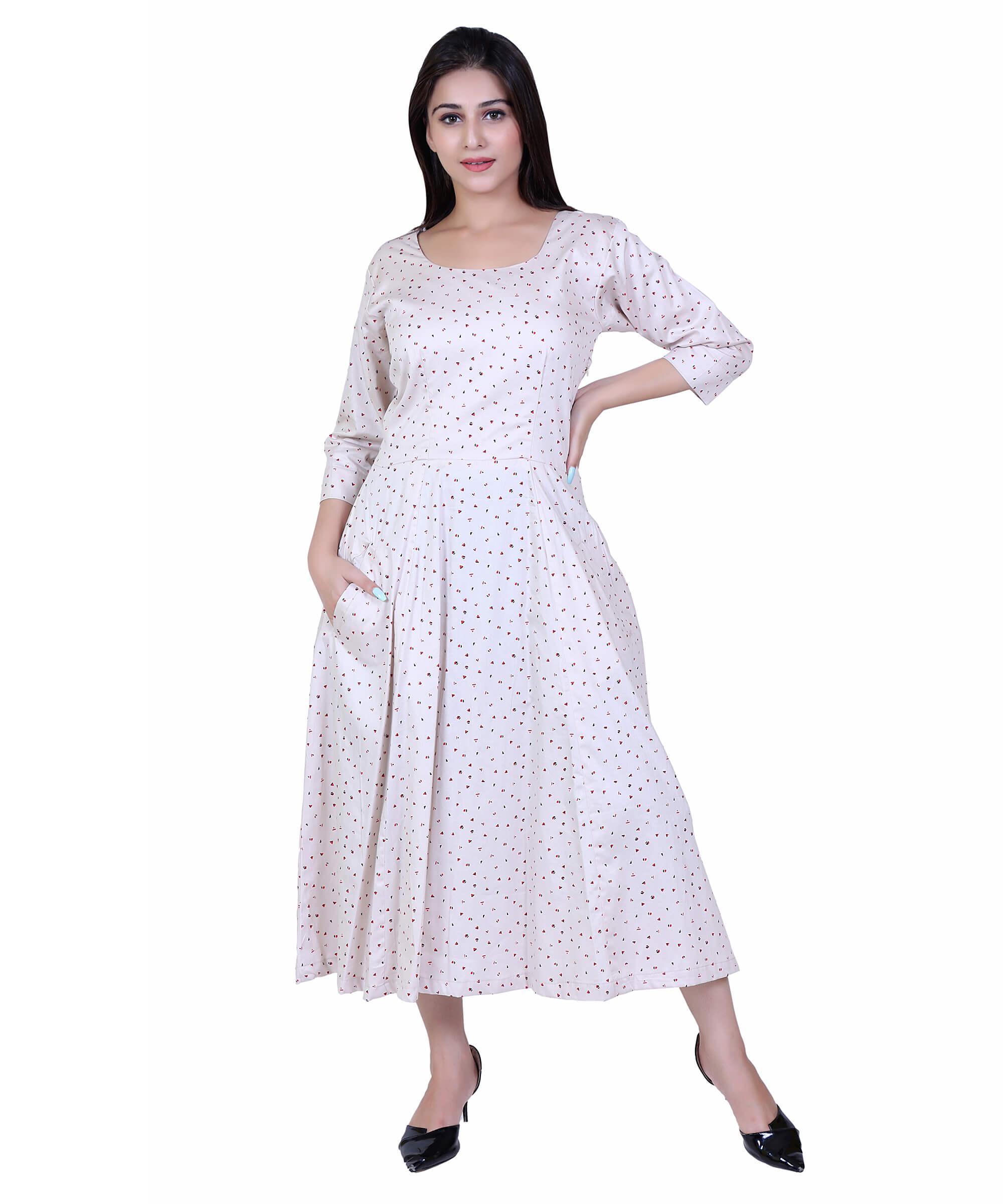 SECT-WWD WOMEN WESTERN DRESS PRINT – CREAM PRINT