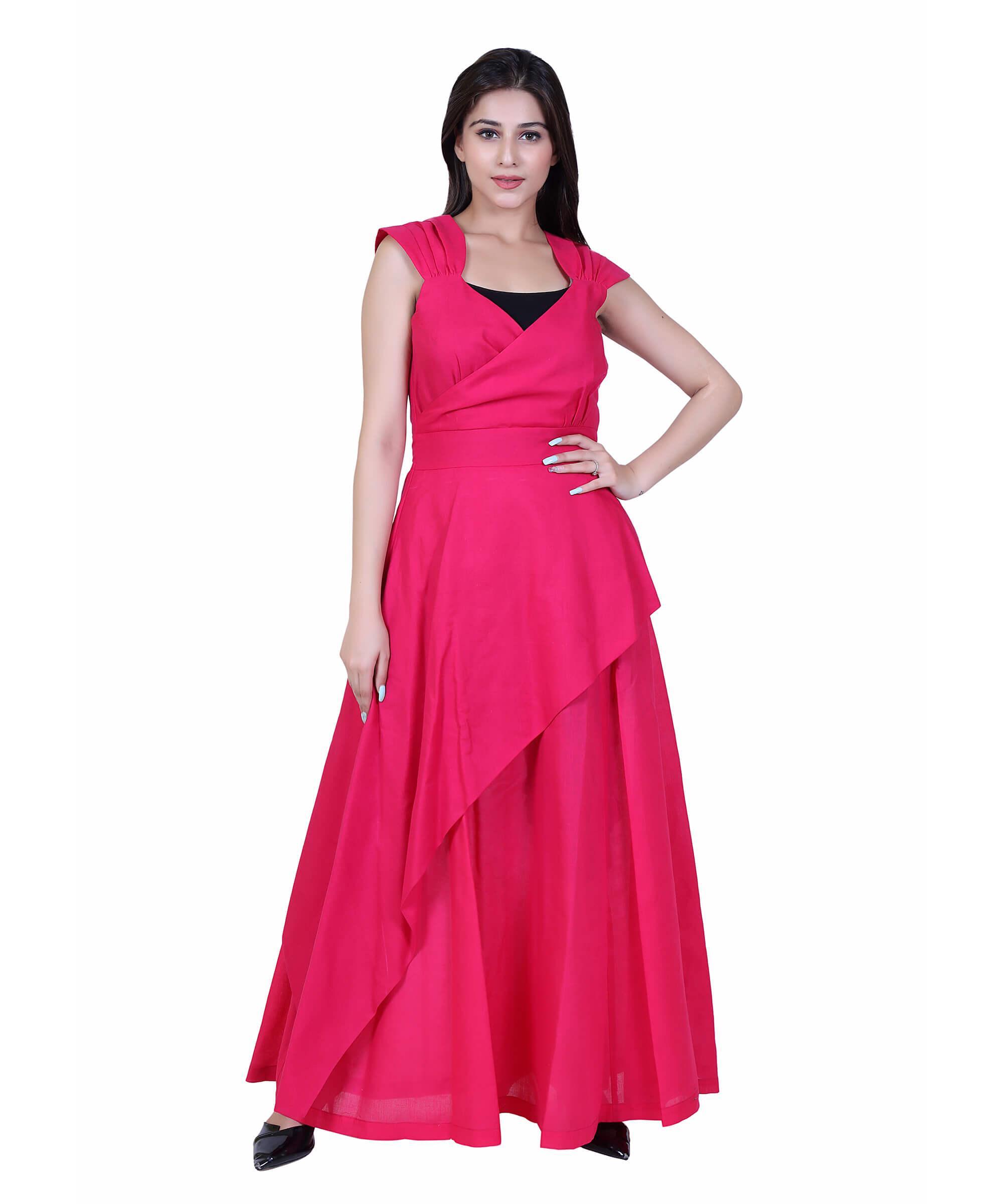  SECT-WWD WOMEN WESTERN DRESS PRINT – DARK PINK
