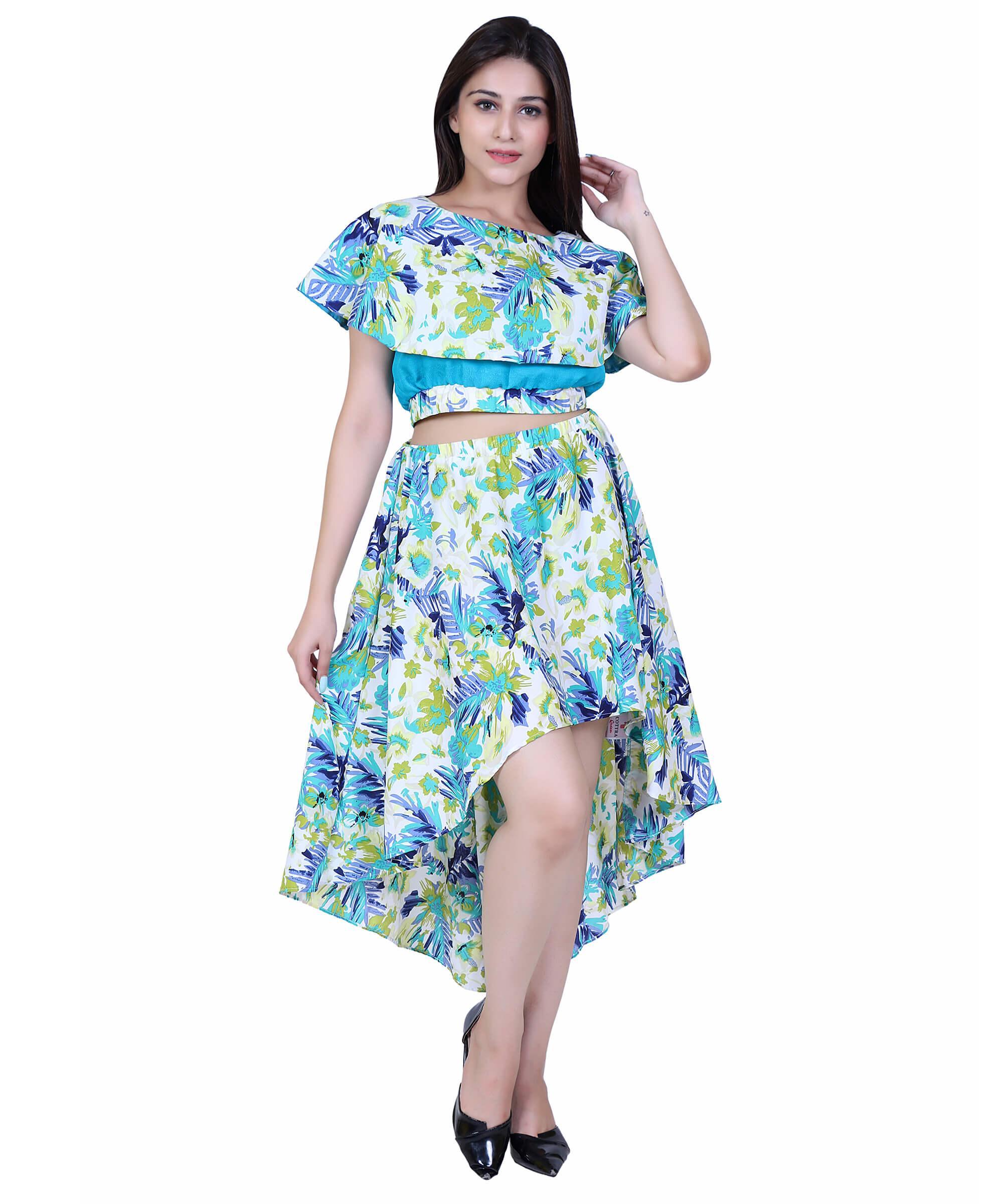 SECT-WWD WOMEN WESTERN DRESS PRINT – FLORAL GREEN