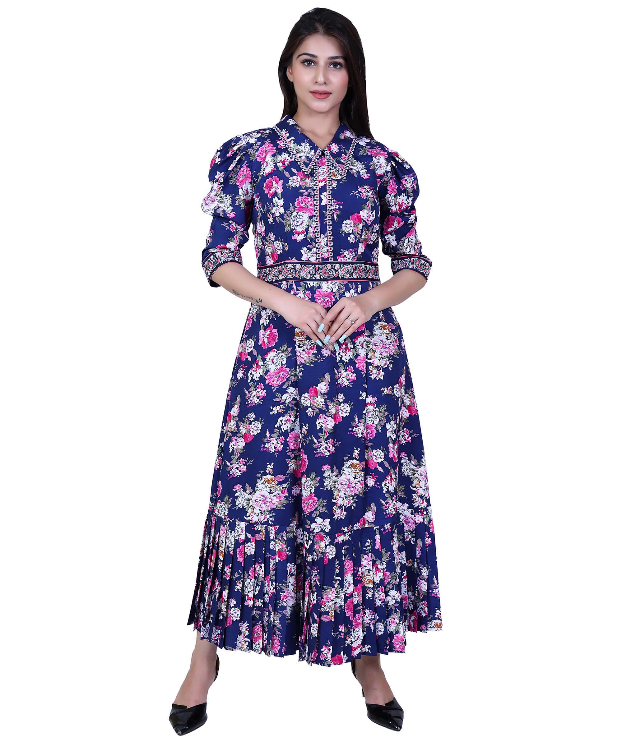 SECT-WWD WOMEN WESTERN DRESS PRINT – NAVY BLUE PRINT