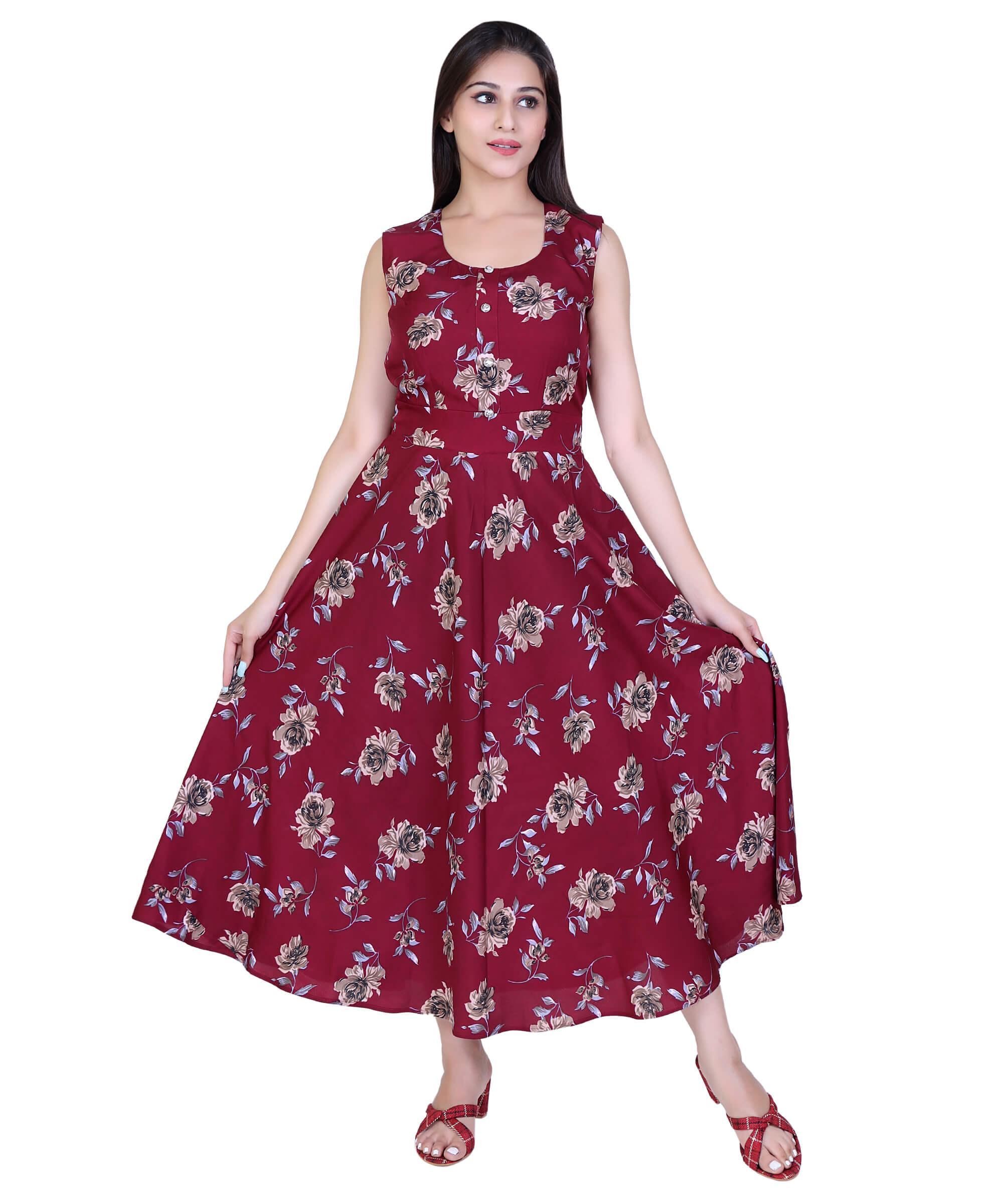 SECT-WWD WOMEN WESTERN DRESS PRINT – MAROON PRINT