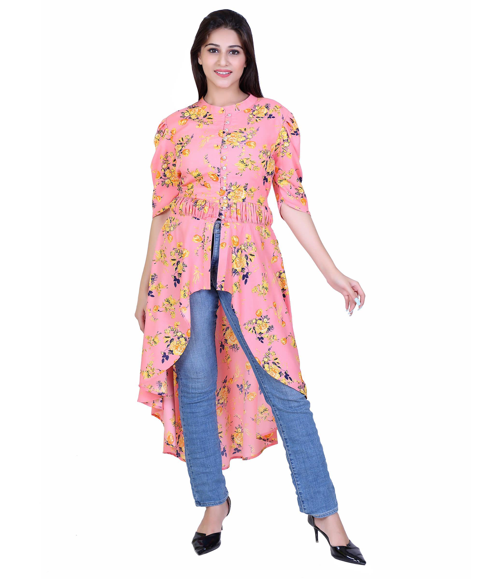 SECT-WWD WOMEN WESTERN DRESS PRINT – PEACH PRINT