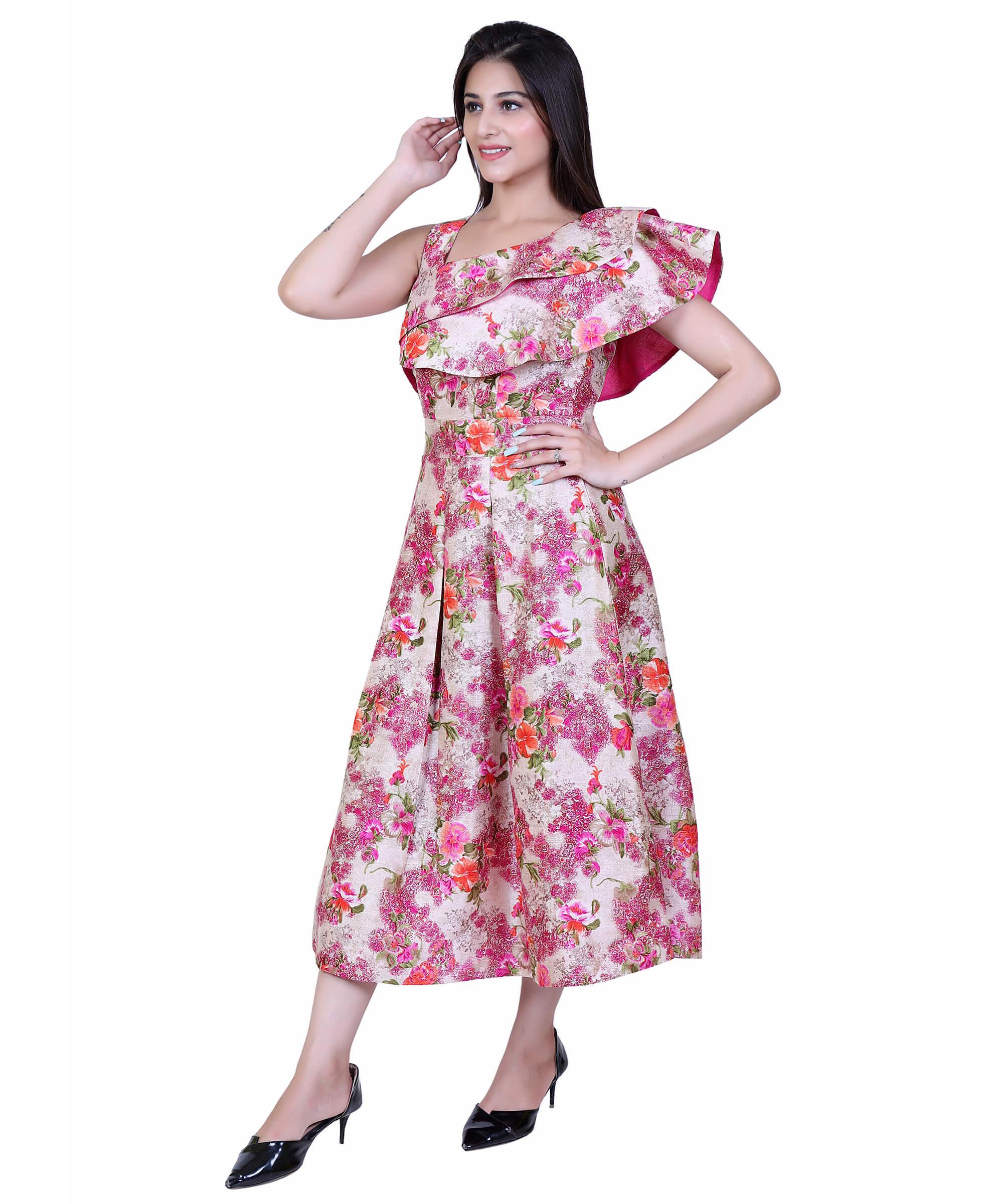 SECT-WWD WOMEN WESTERN DRESS PRINT – PINK FLORAL