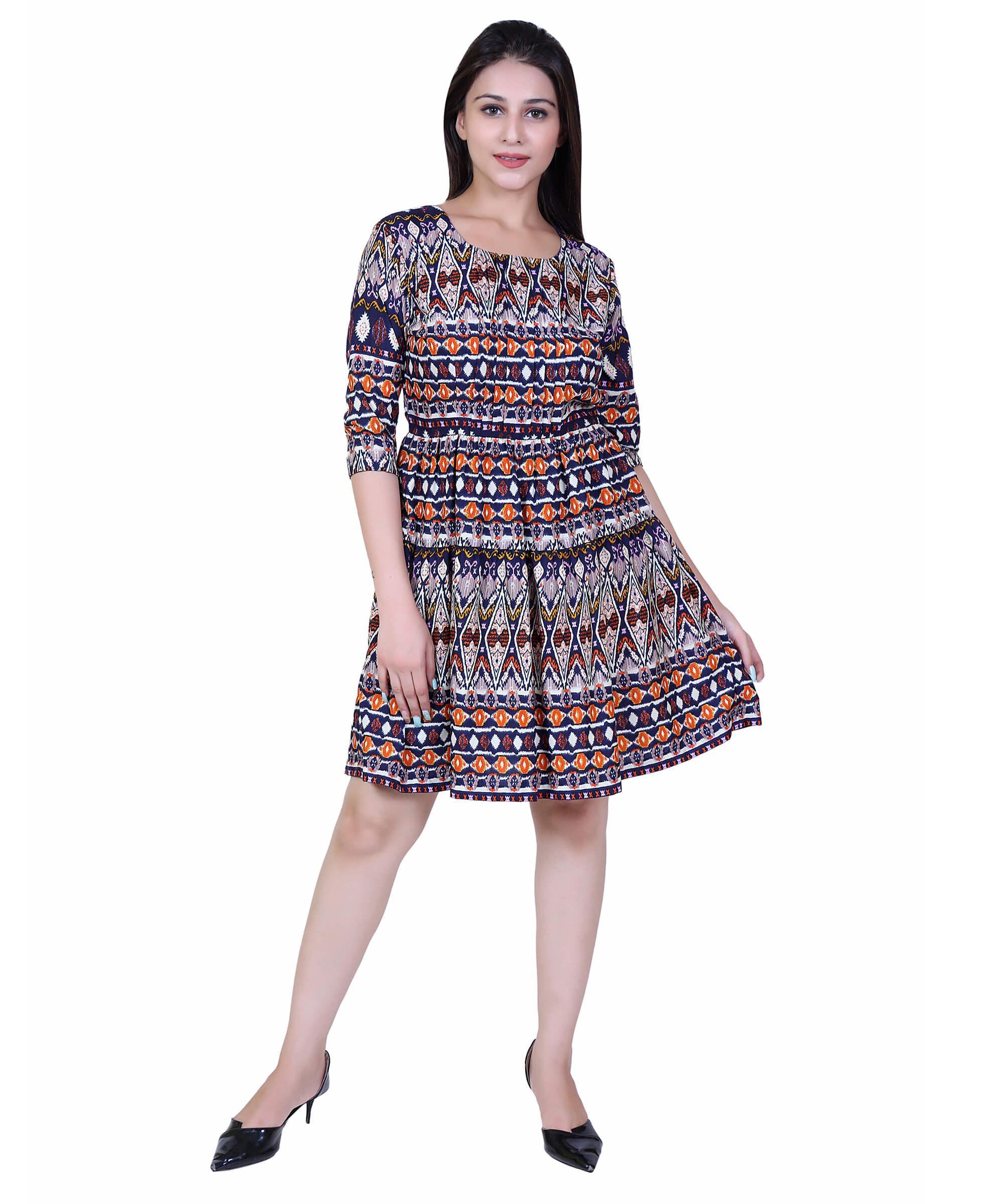 WOMEN WESTERN DRESS PRINT – DENIM BLUE PRINT