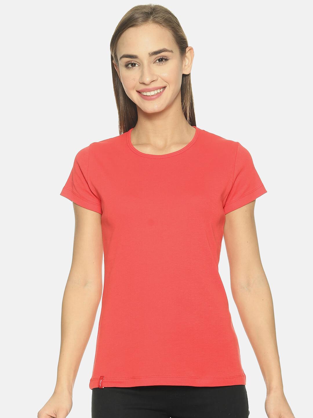 Women Round Neck T-shirt (Peach)