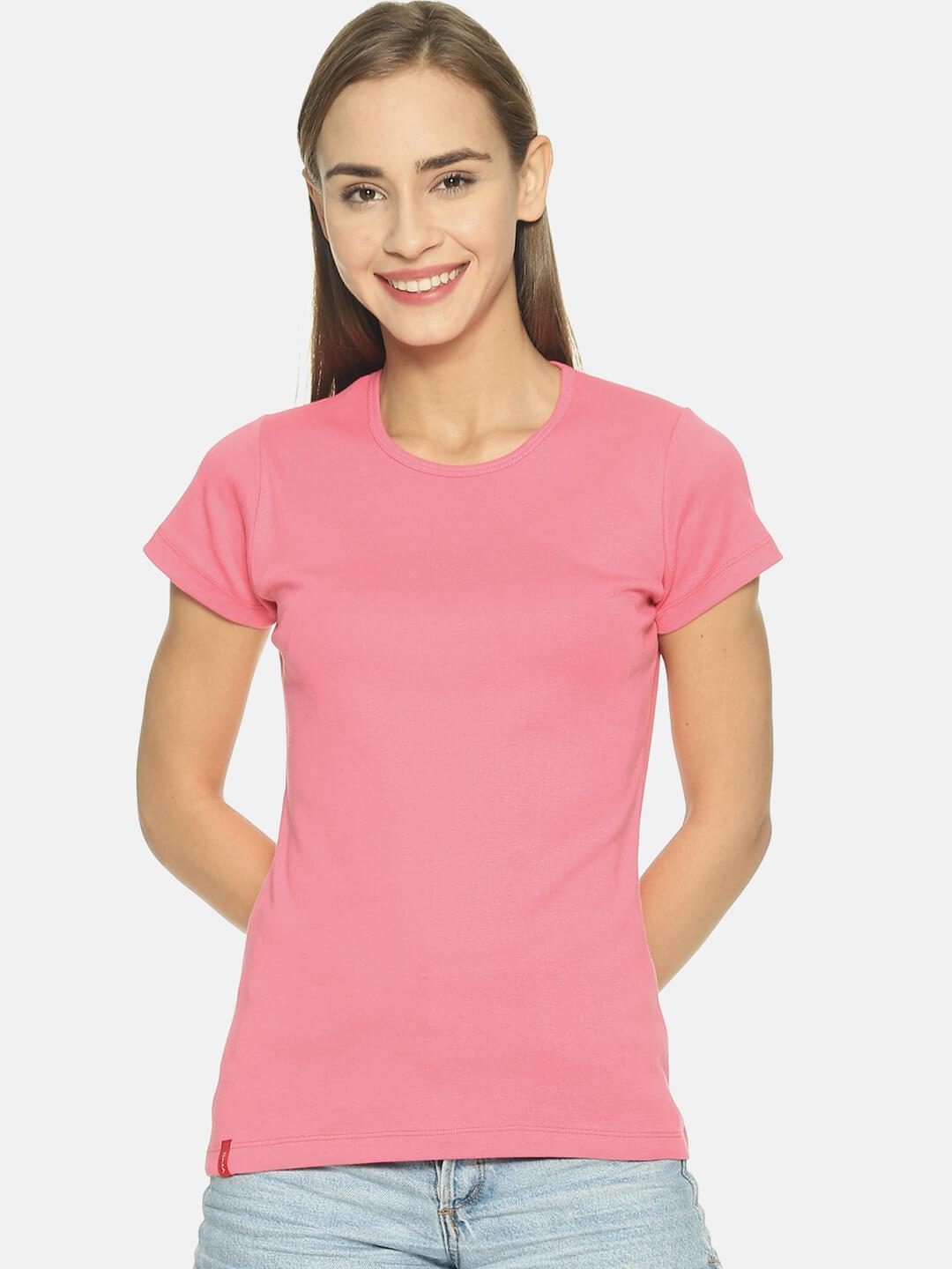 Women Round Neck T-shirt (Pink)