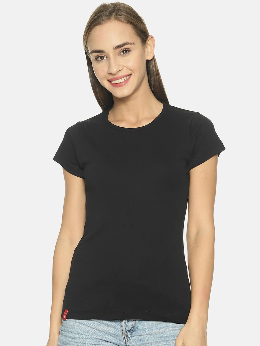 Women Round Neck T-shirt (Black)