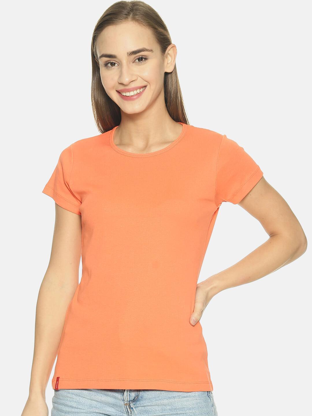 Women Round Neck T-shirt (Orange)
