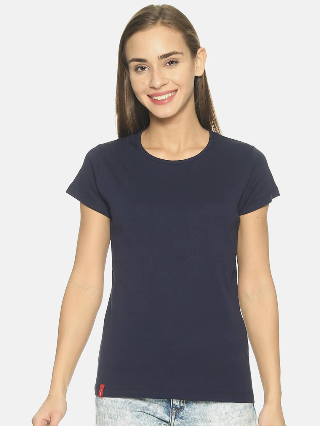 Women’s Navy Round Neck T-shirt