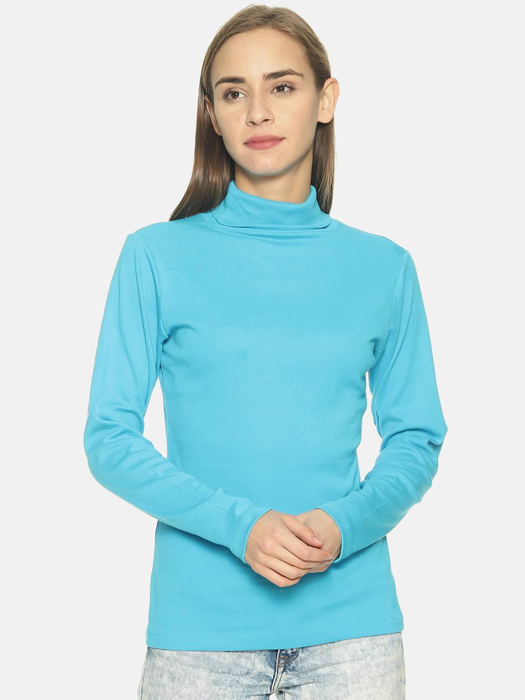 Women’s Blue Turtle Neck Top