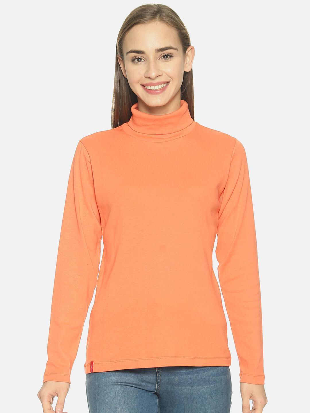 Women’s Orange Turtle Neck Top
