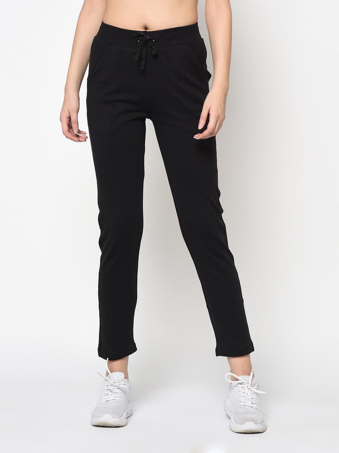 Women Black Solid Slim-Fit Track Pants