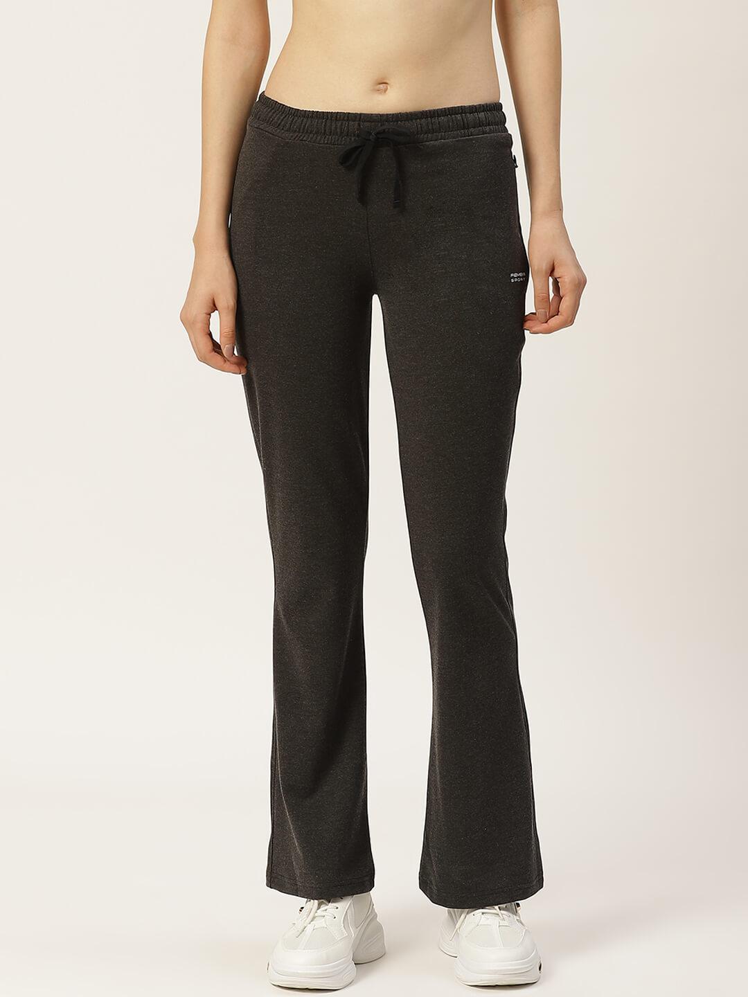 Women Charcoal Grey Solid Boot Cut Fit Track Pants