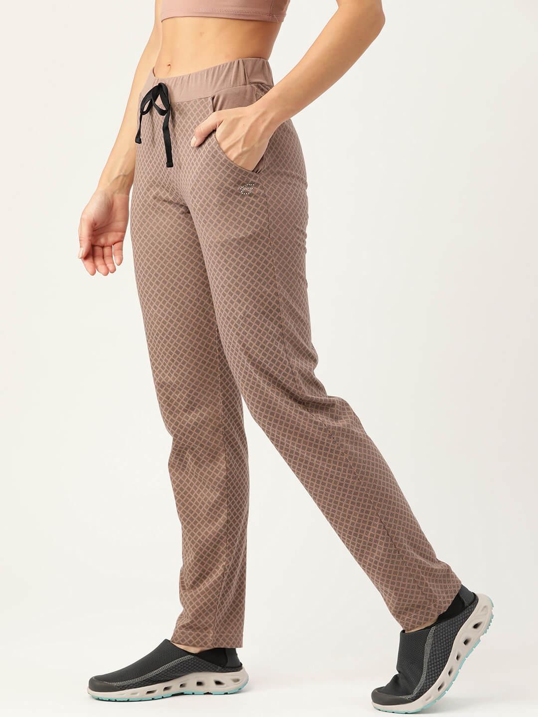 Women Coffee and Black printed Track Pants