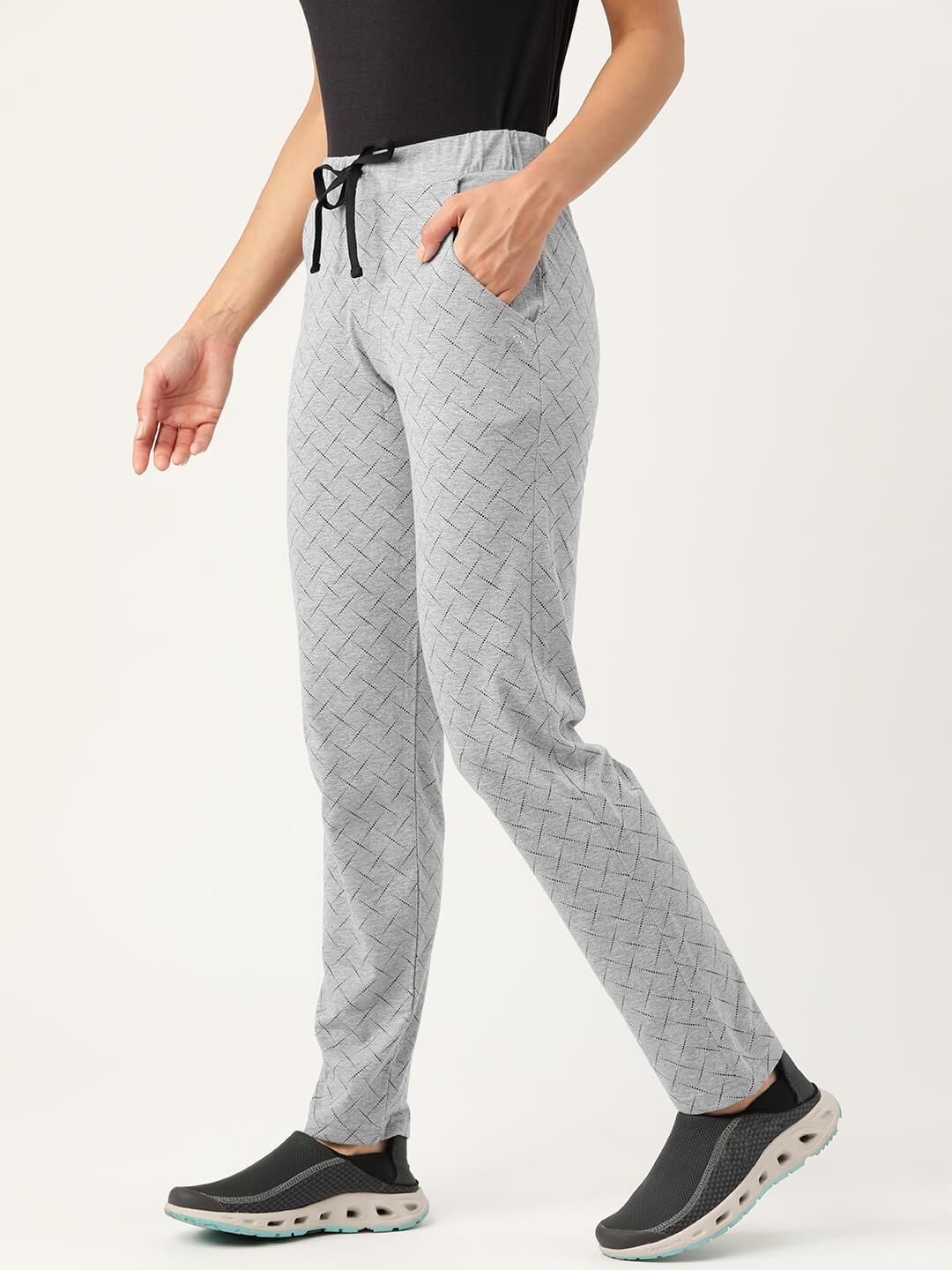 Women Grey and Black printed Track Pants