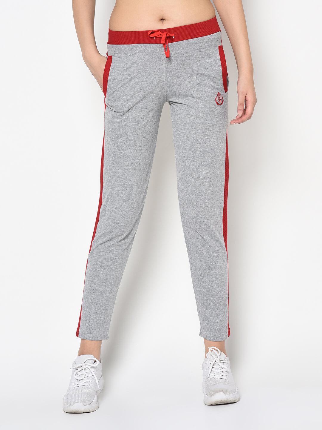 Women Grey Melange Solid Slim-Fit Track Pants