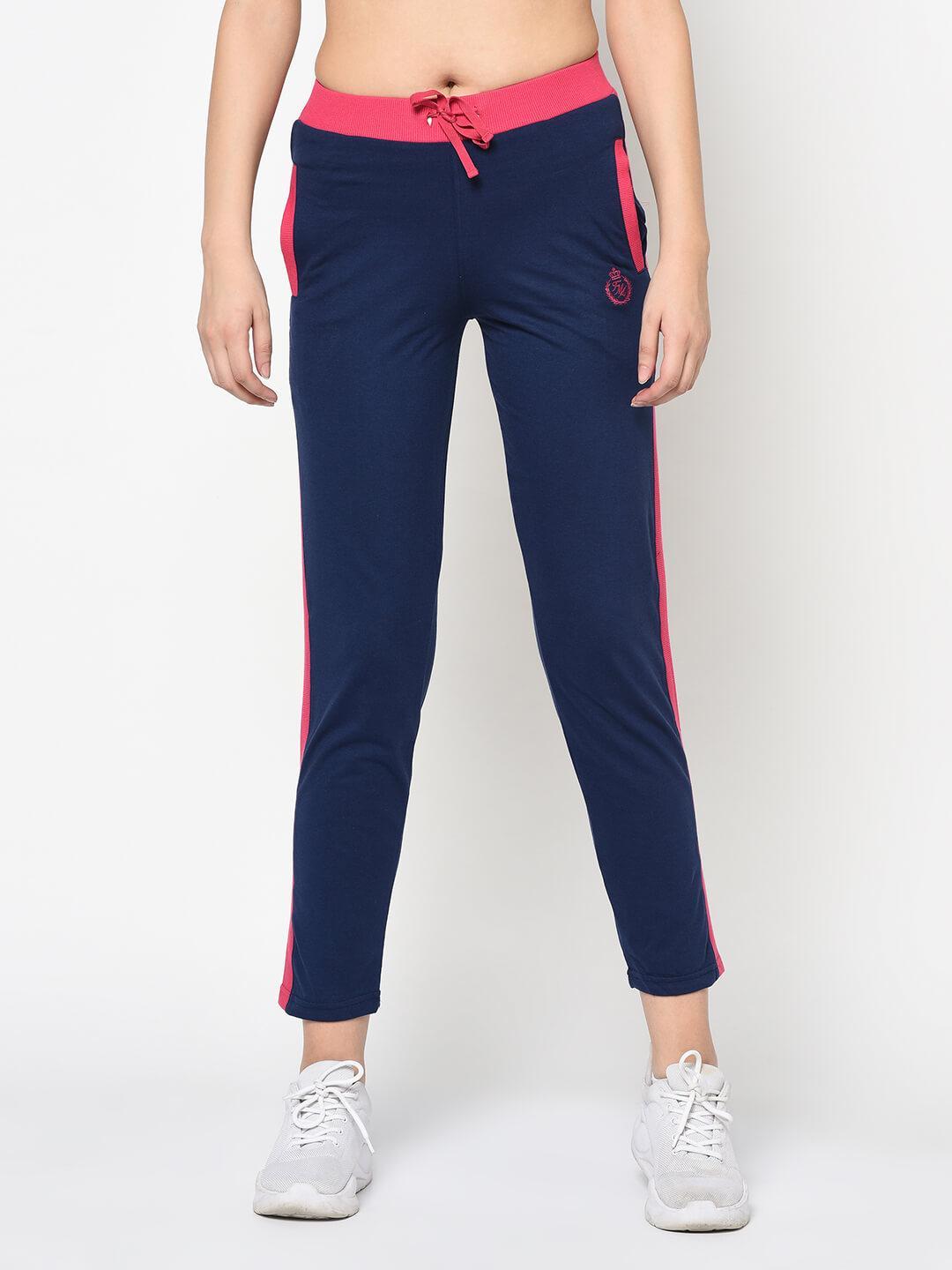 Women Navy Solid Slim-Fit Track Pants