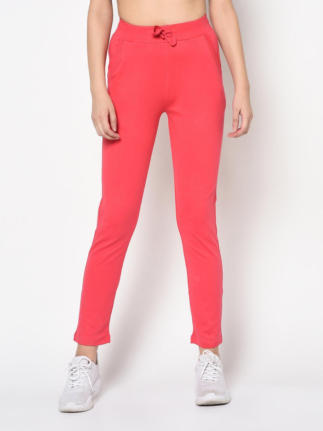 Women Rose Solid Slim-Fit Track Pants