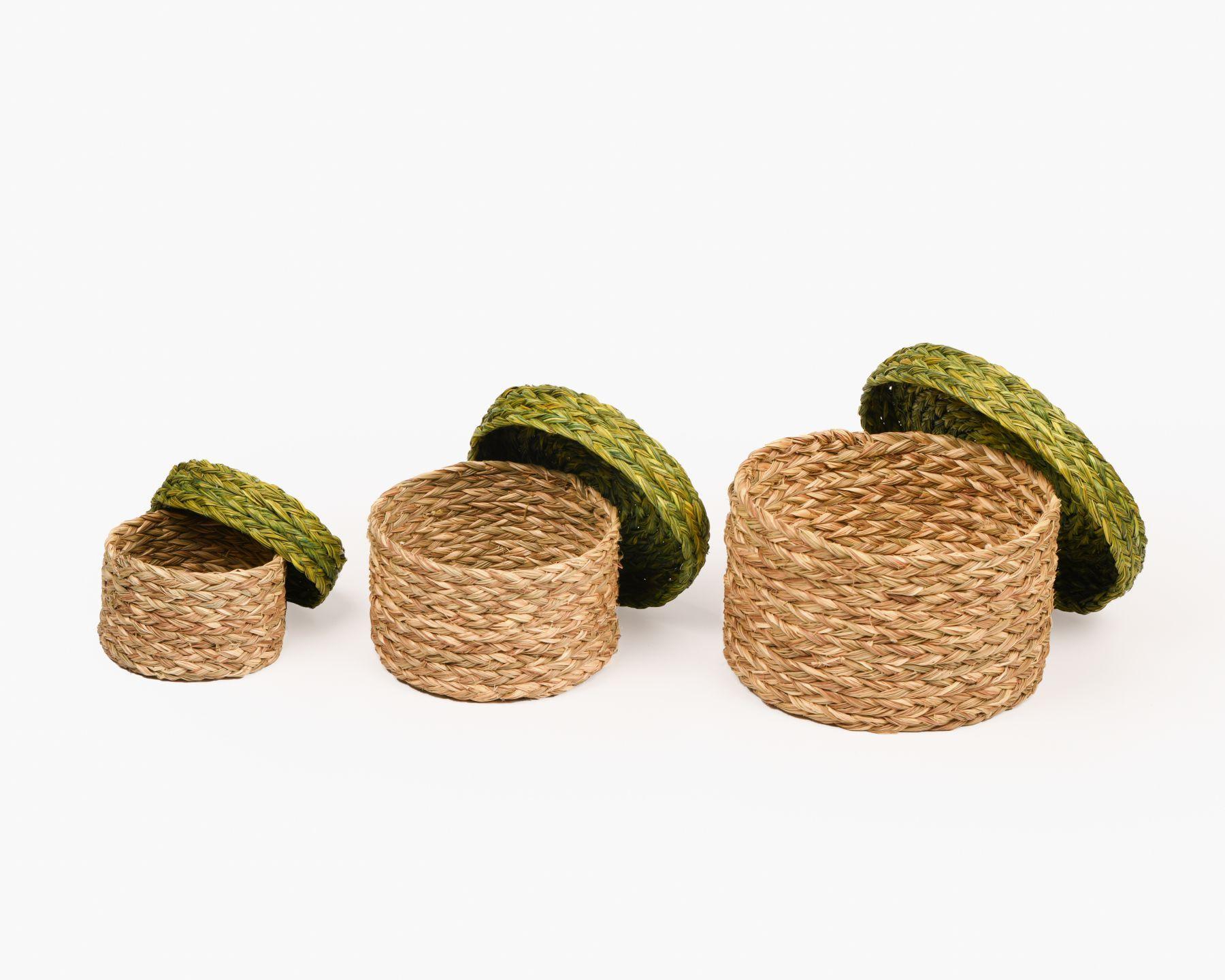 Handmade Braided Sabaii Grass Storage Box (set of 3)