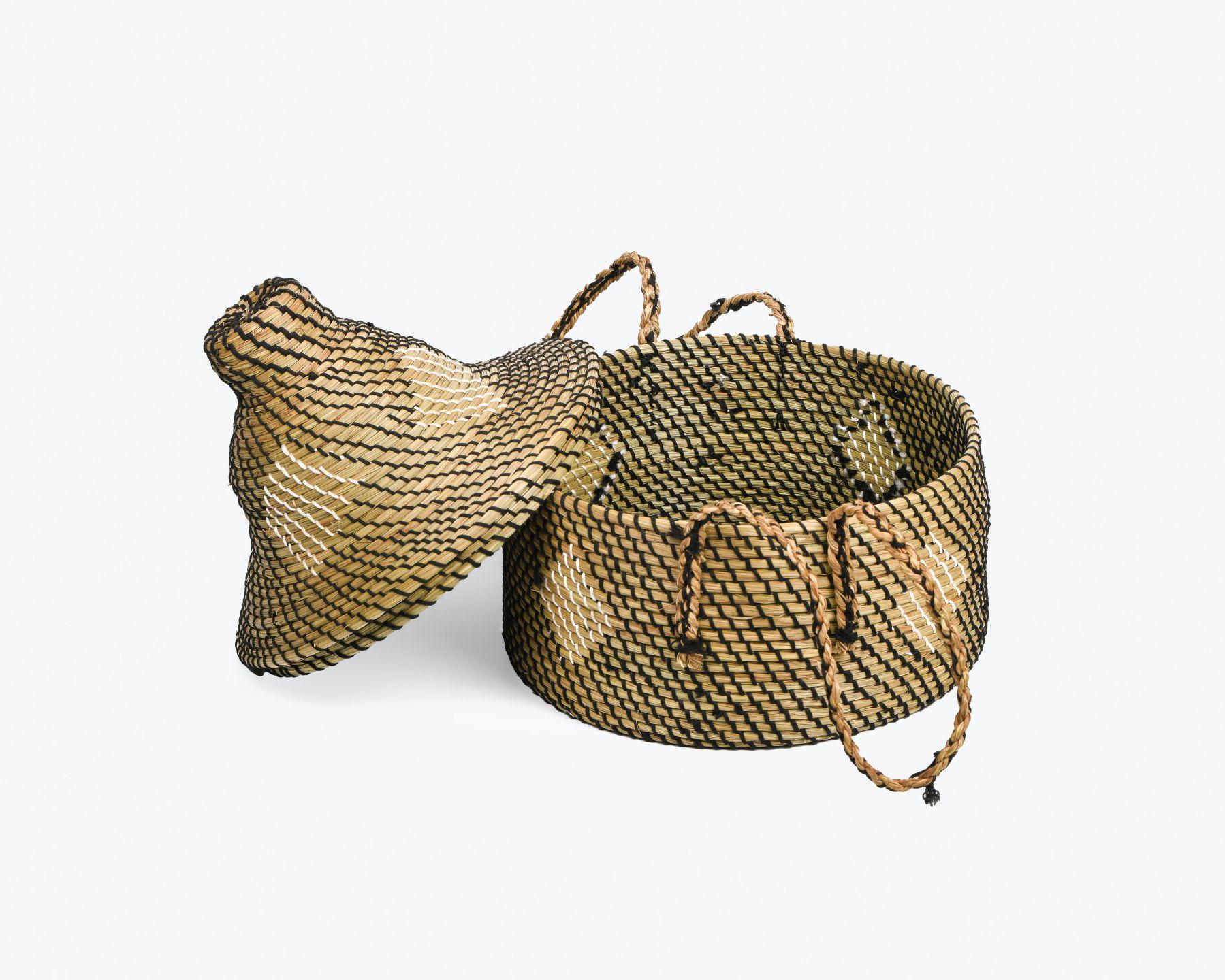 Handmade Braided Sabaii Grass Punjabi Casserole with handles and lid