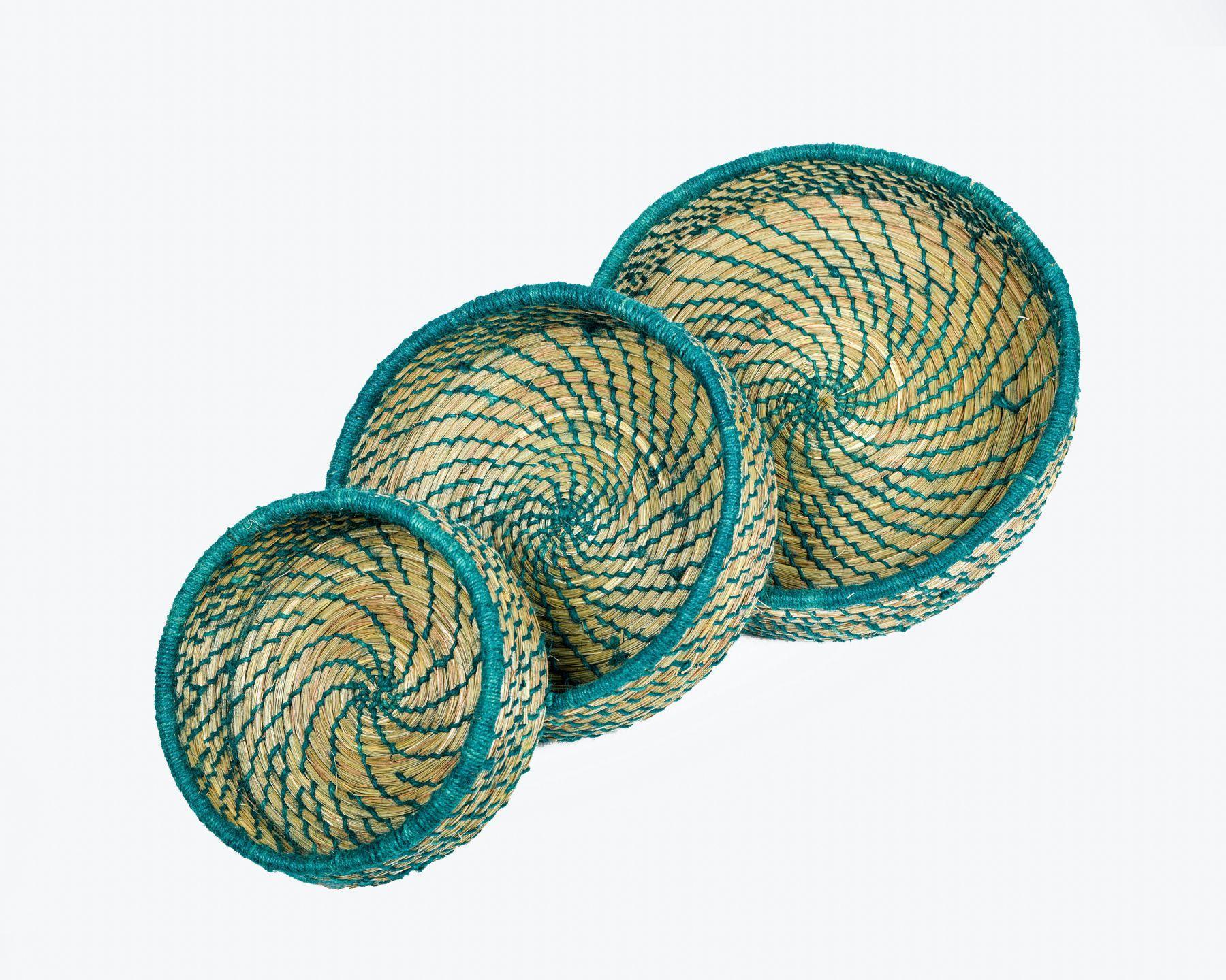 Handmade Braided SABAII GRASS ROUND MULTI- UTILITY BASKET(Set of 3)