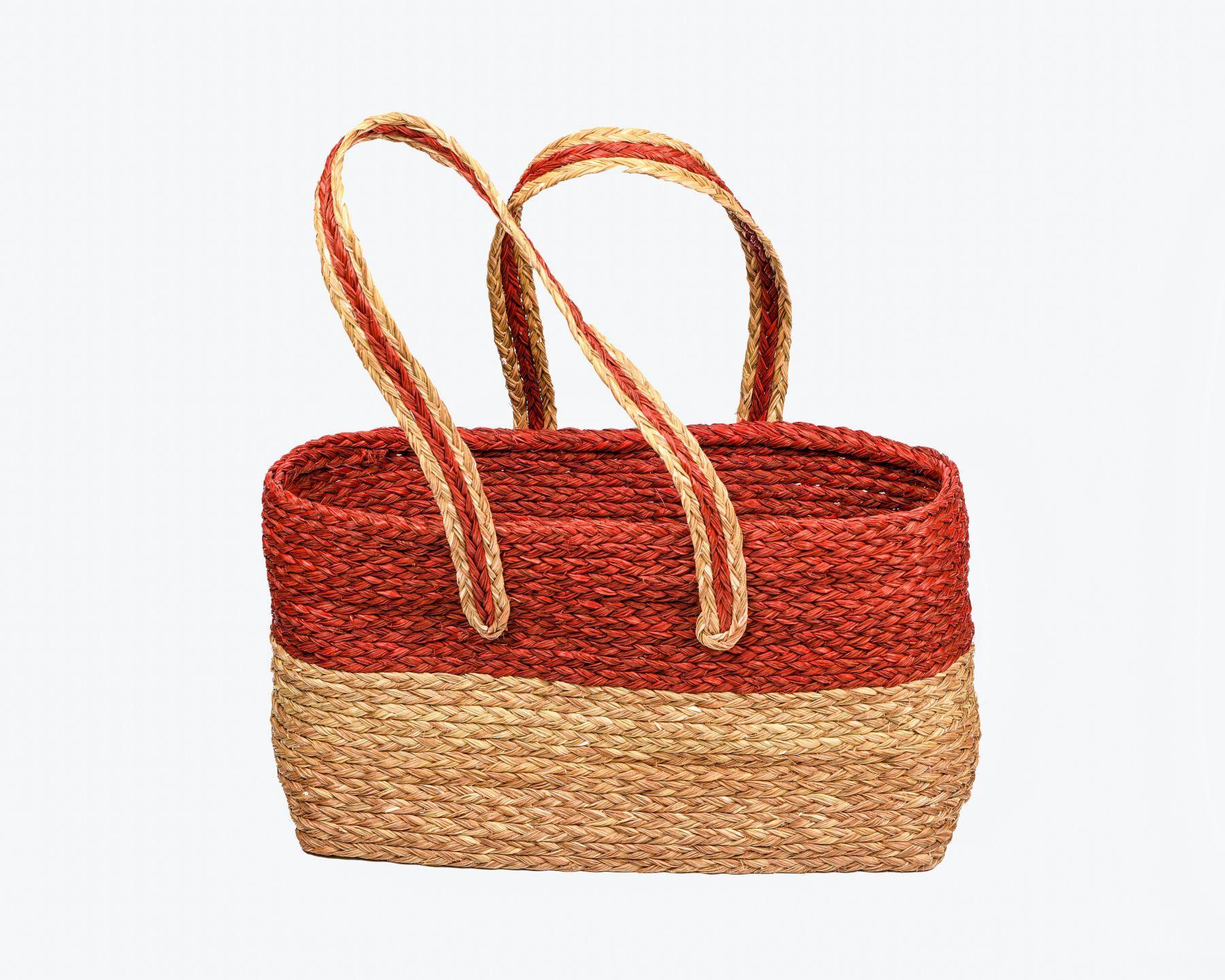 Handmade Braided SABAII GRASS DUAL TONED UTILITY TOTE BAG