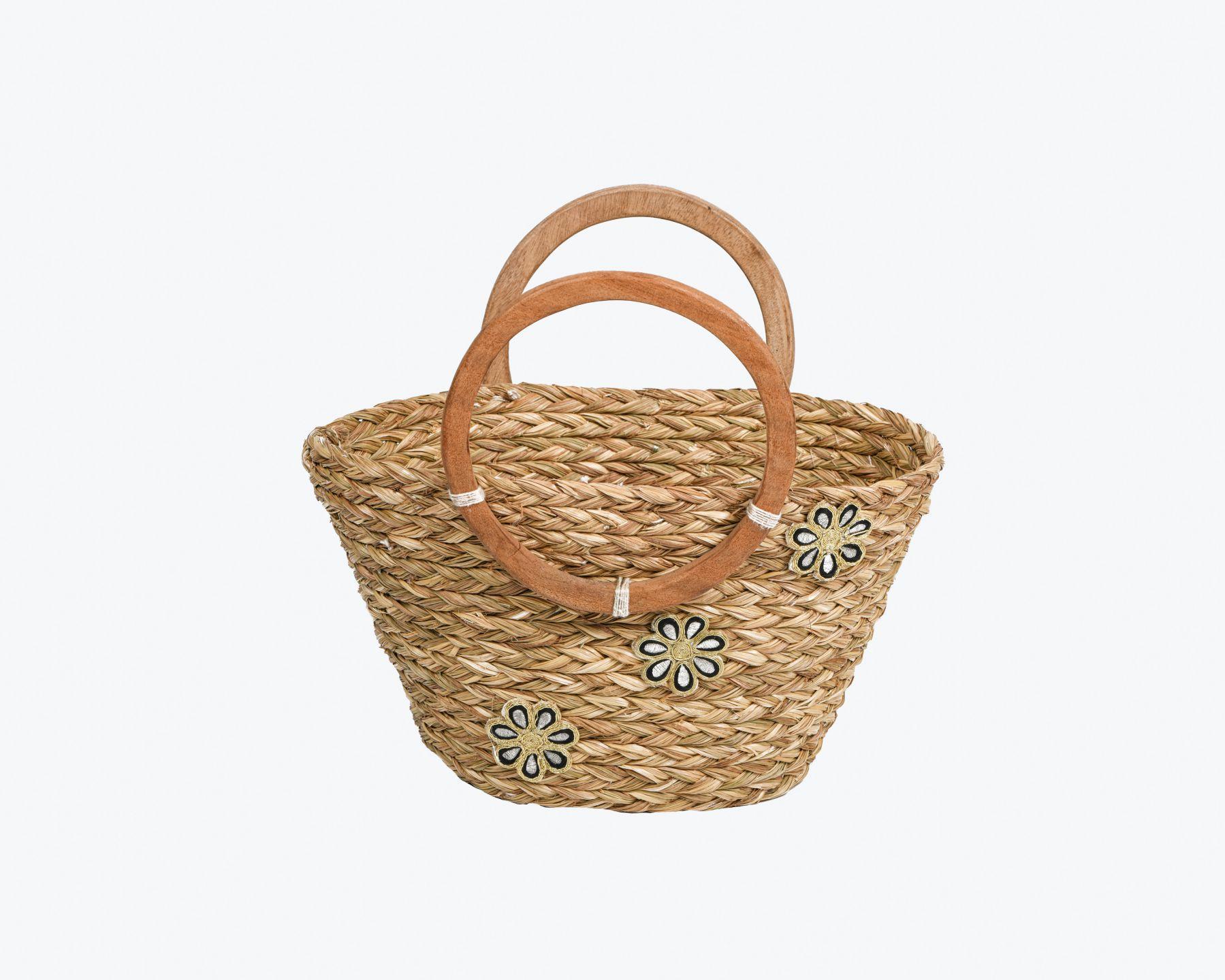 Handmade Braided Sabaii Grass Sargam Collection Tote Bag with Natural Handles