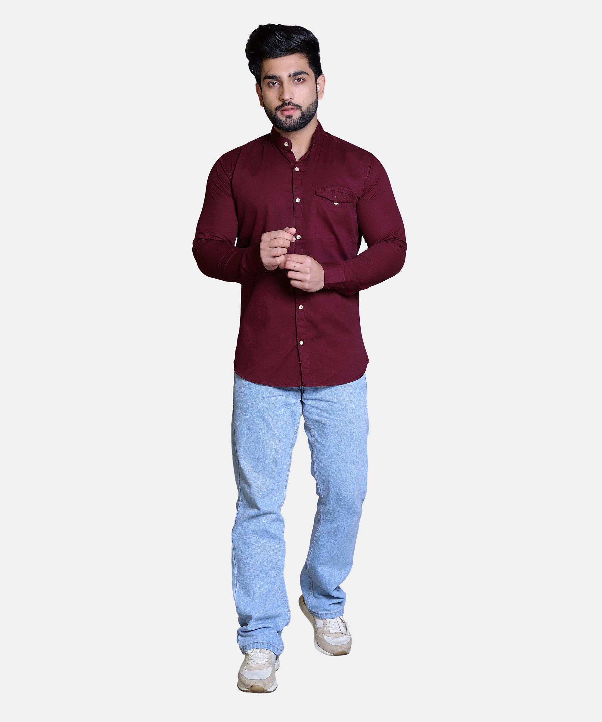 Men Shirt Full Sleeve – Dark MAROON