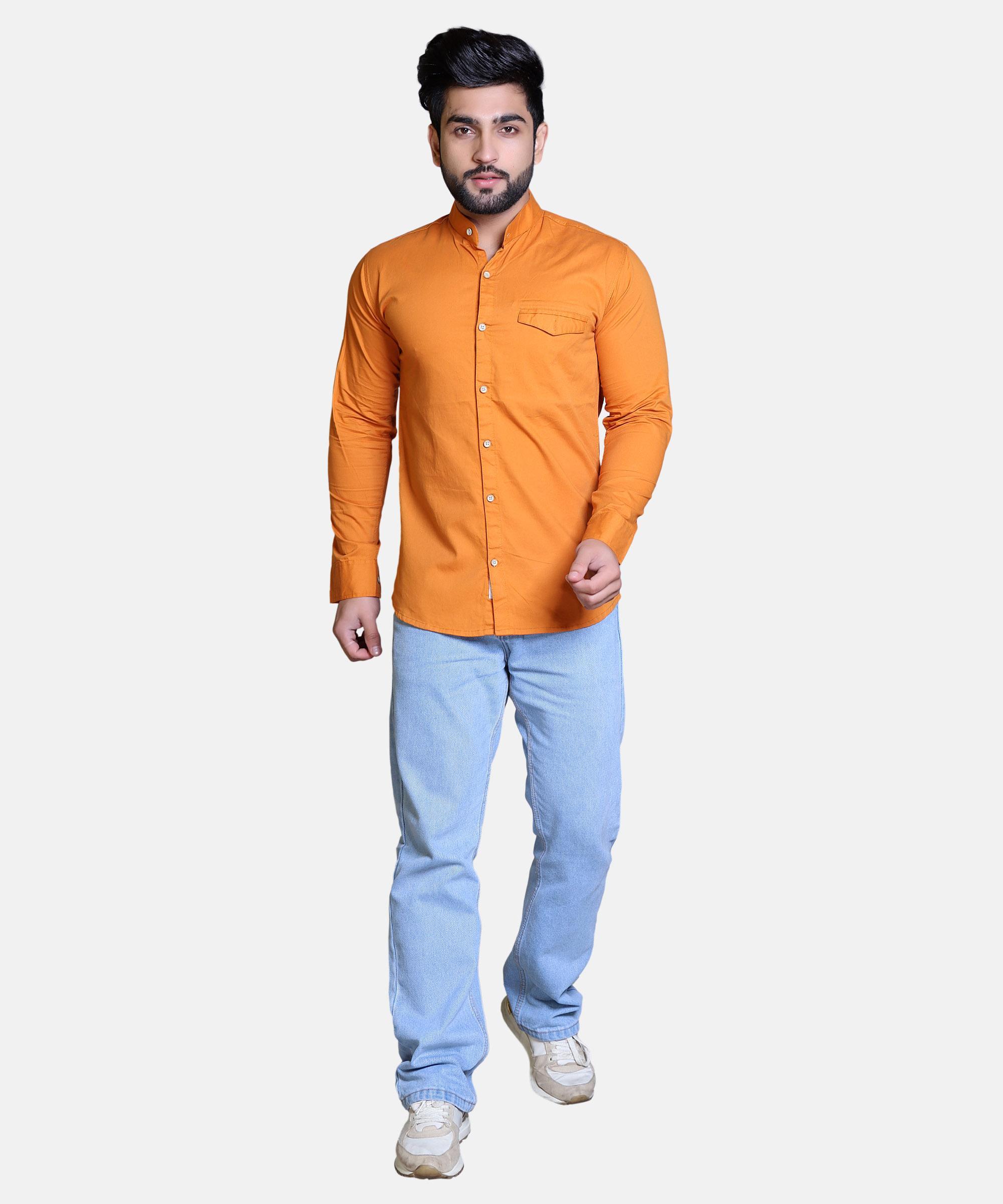 Men Shirt Full Sleeve – MUSTARD ORANGE