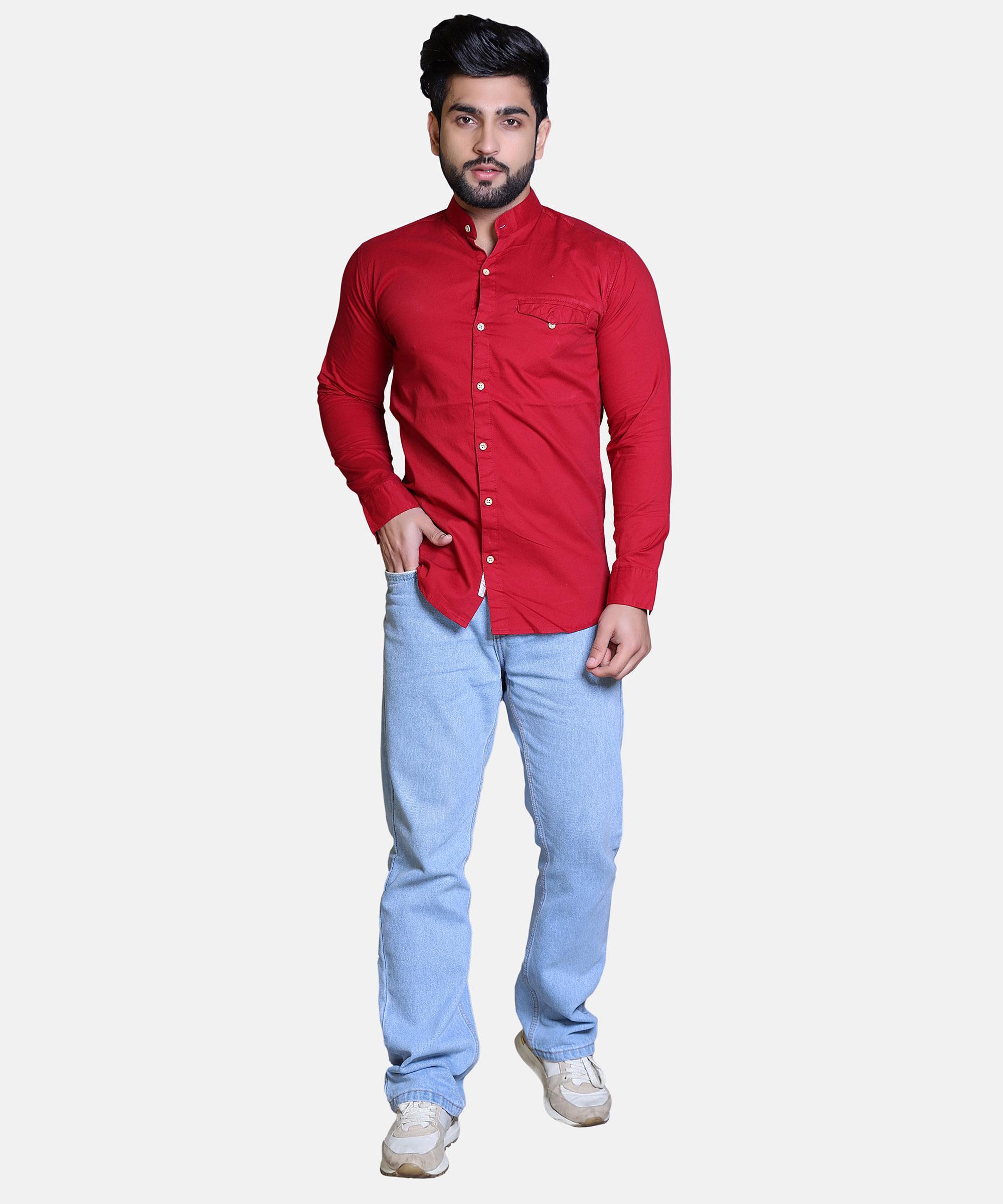 Men Shirt Full Sleeve – CHEERY RED