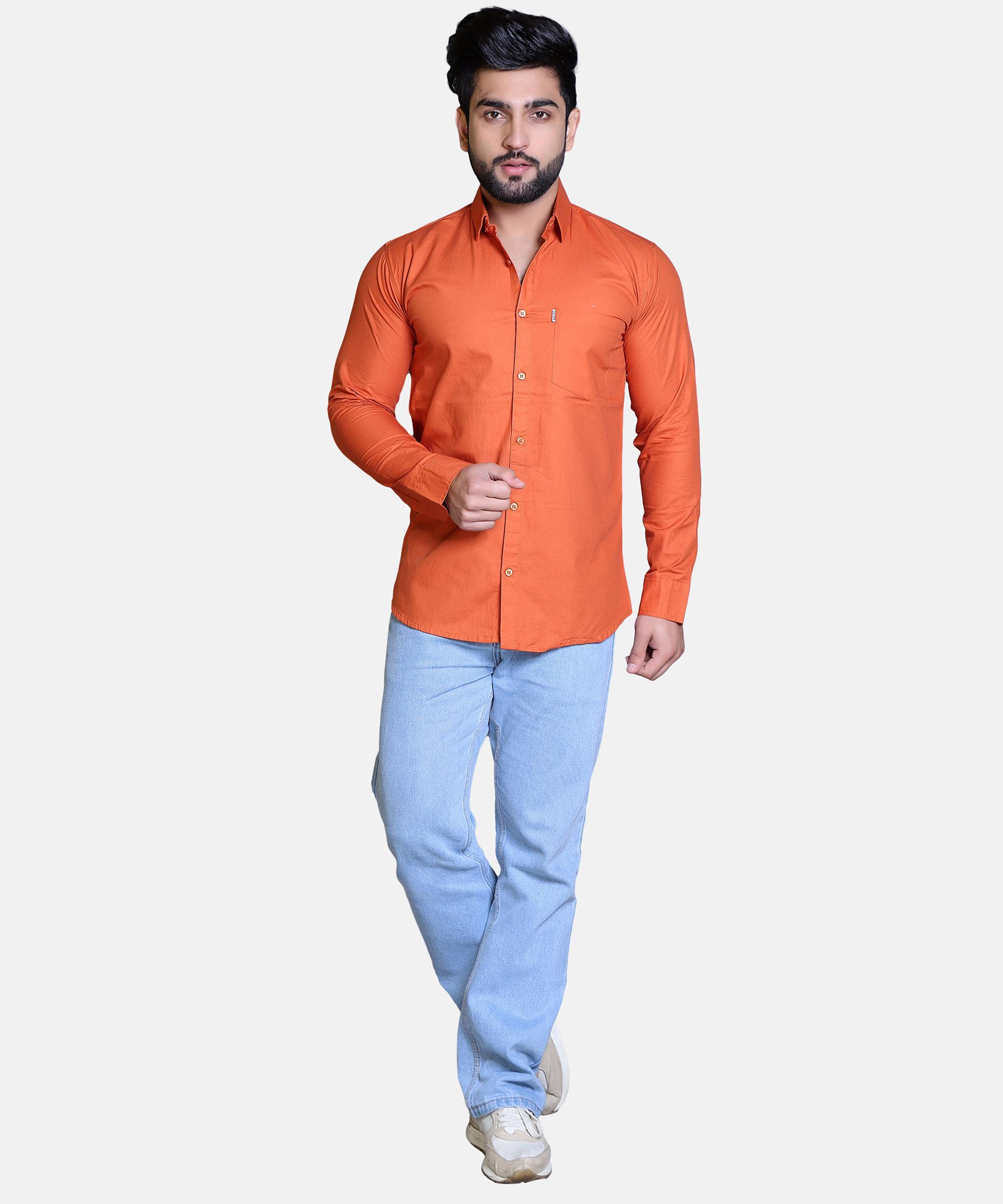 Men Shirt Full Sleeve – ORANGE
