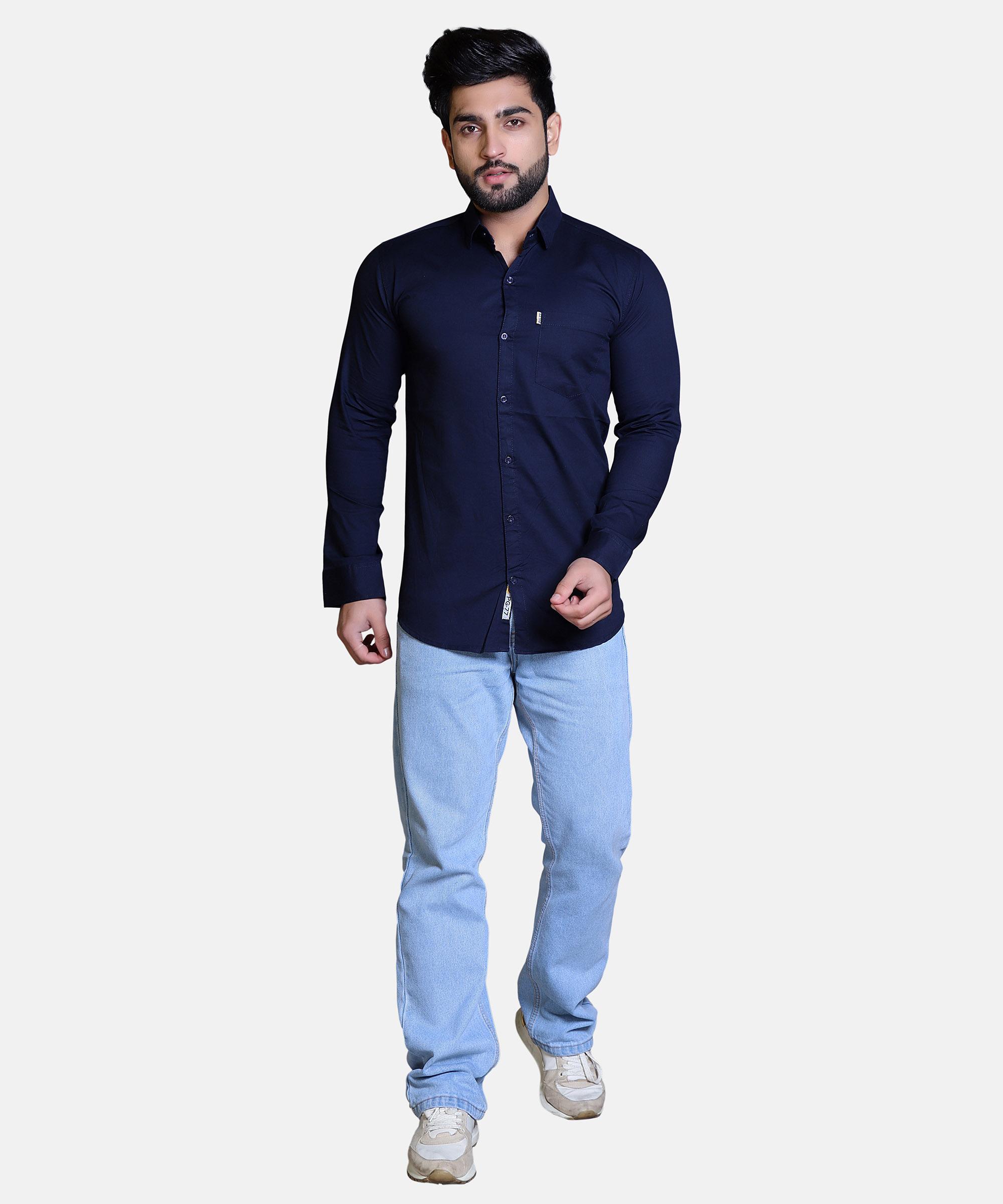 Men Shirt Full Sleeve – NAVY BLUE